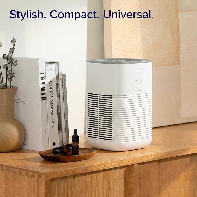 LEVOIT Air Purifier for Home Bedroom, AHAM VERIFIDE, Fresheners Filter Small Room Cleaner with Fragrance Sponge for Smoke, Allergies, Pet Dander, Odor, Dust Remover, Office, Desktop, 1 Pack, White