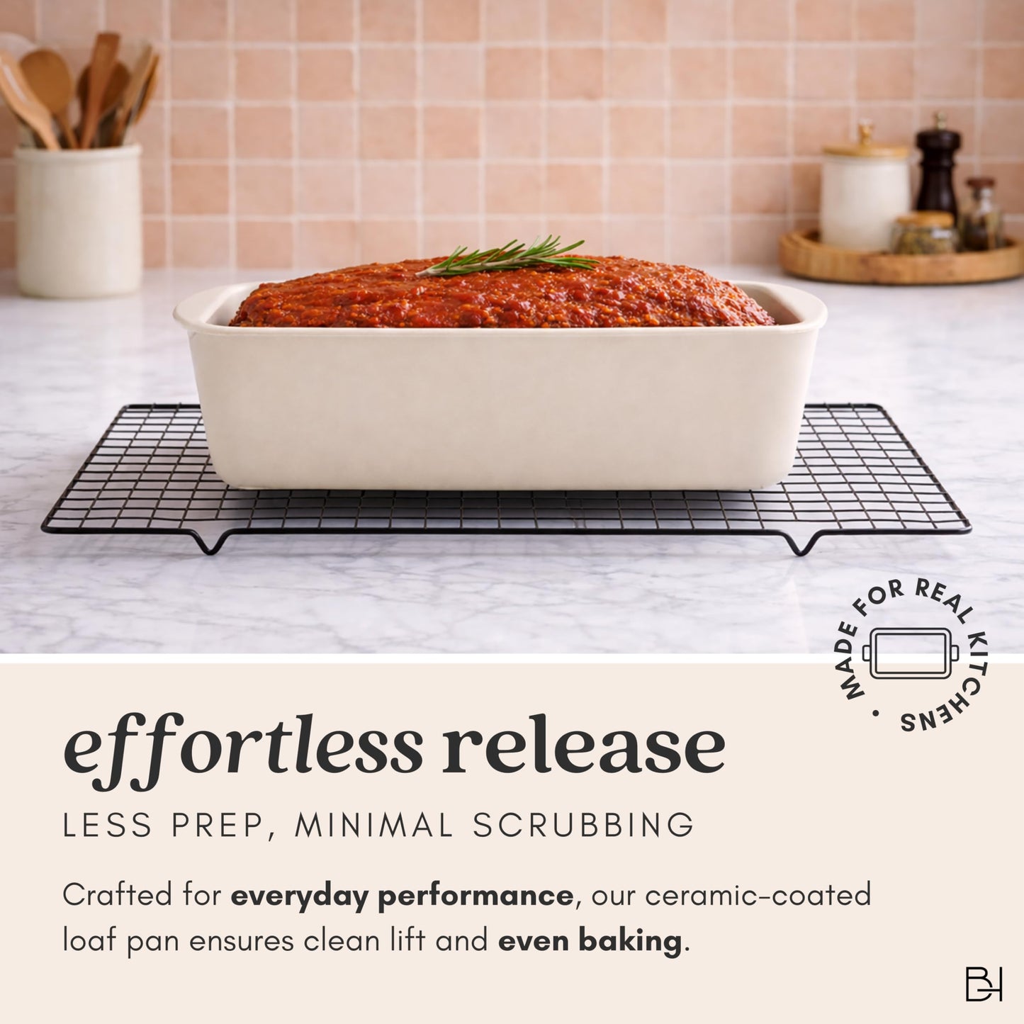 BRIVARA HOME Non-Stick Ceramic Coated Glass 1 lb Loaf Pan | Naturally Slick Ceramic Coating | No PTFE, PFOA, PFAS, and BPA | Perfect for Cakes, Breads, & More [Onyx]