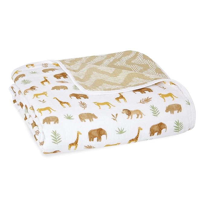 aden + anais Essentials Dream Blanket, Muslin Baby Blankets for Girls & Boys, Ideal Lightweight Newborn Nursery & Crib Blanket, Tanzania