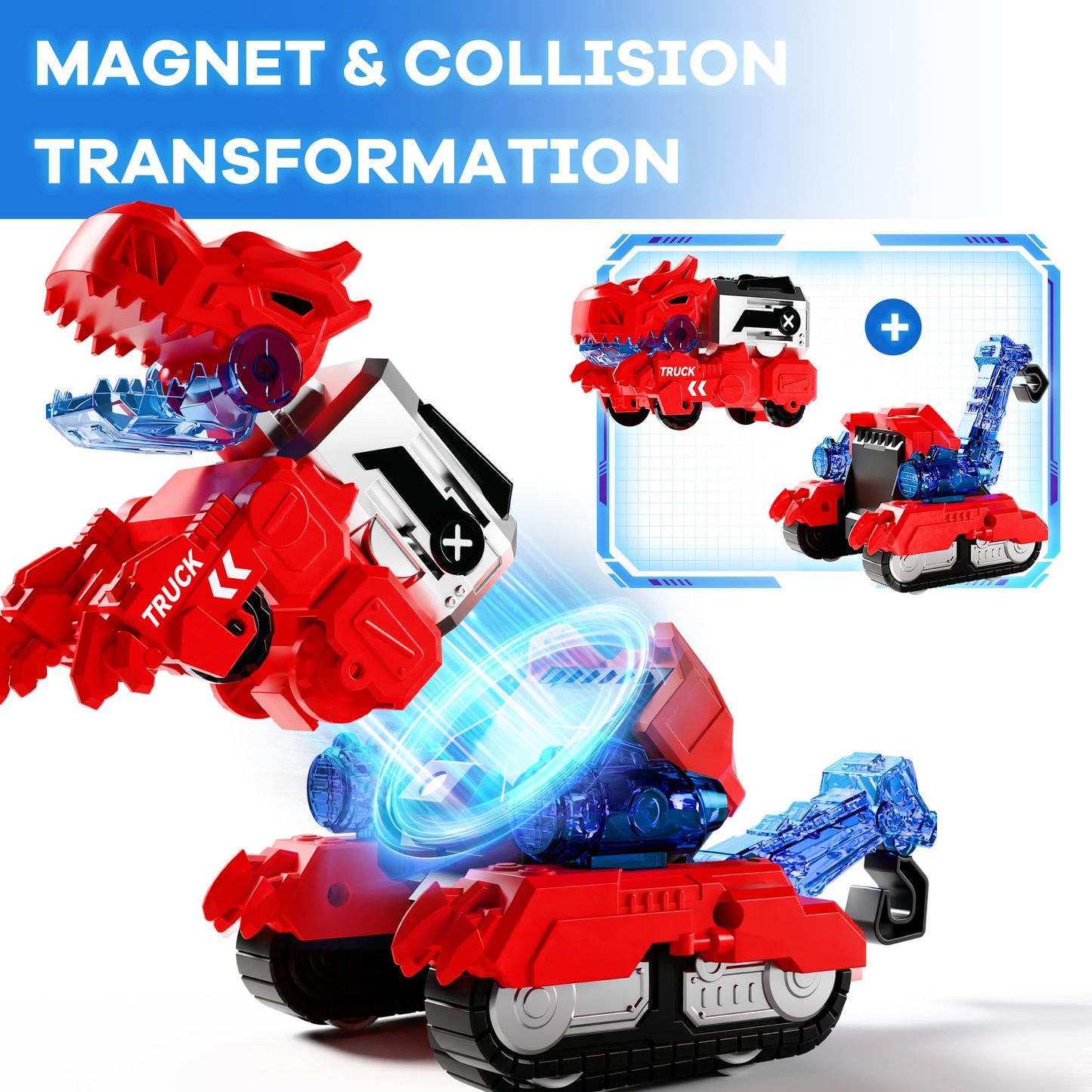 iPlay, iLearn Kids Dinosaur Transforme Robot Toy, Magnetic Construction Trucks Transform into Dinosaurs, Toddler STEM Educational Learning Toy, Cool Birthday Gifts for 3 4 5 6 7 8 Year Old Boy Girl