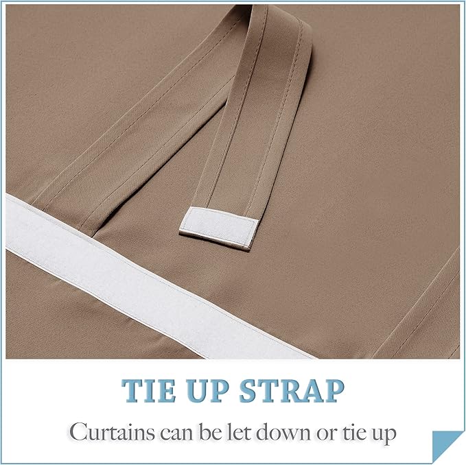 RYB HOME Blackout Door Curtains for Small Windows, W26 x L40 Room Darkening Heavy Duty Vertical French Door Shades/Blinds Full Privacy Protected for Patio Ceiling Window, 1 Panel, Mocha