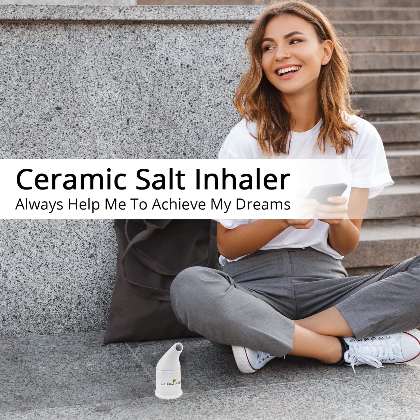 Natural Solution Himalayan Salt Inhaler Ceramic with Himalayan Pink Salt – A Simple and Natural Way to Enjoy a Refreshing and Soothing Salt Air Experience