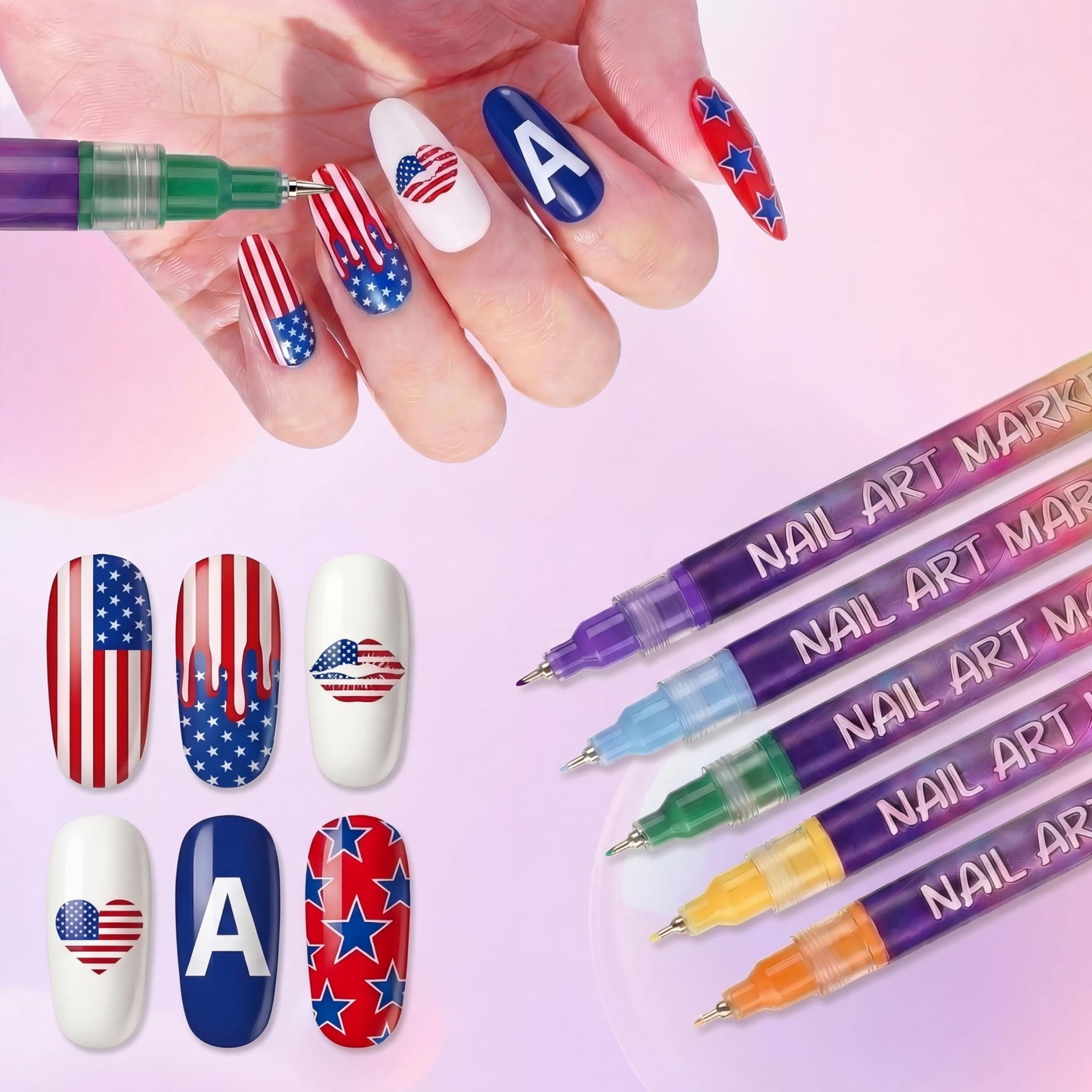SKUPHI 12 Color Nail Art Pens, 0.5 MM Nail Polish Pens Set Drawing Painting Point Liner Painted Pen Kit, Waterproof Quick-drying for DIY Nails Art Design Manicure Tools