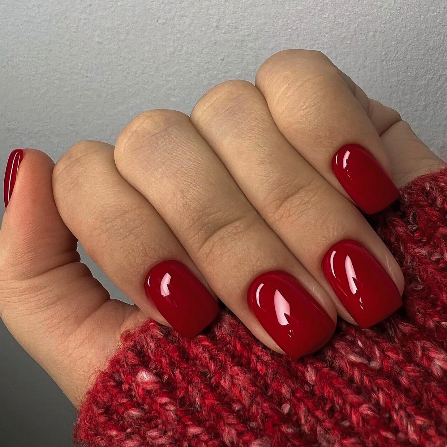 Wine Red Press On Nails Short Square, Natural Gel Nails Glue on Fall Colors 2025 Trendy Acrylic Nails Press ons Featured Protective Coat Thick Reusable Fake Nails 24Pcs Short Coffin Nails