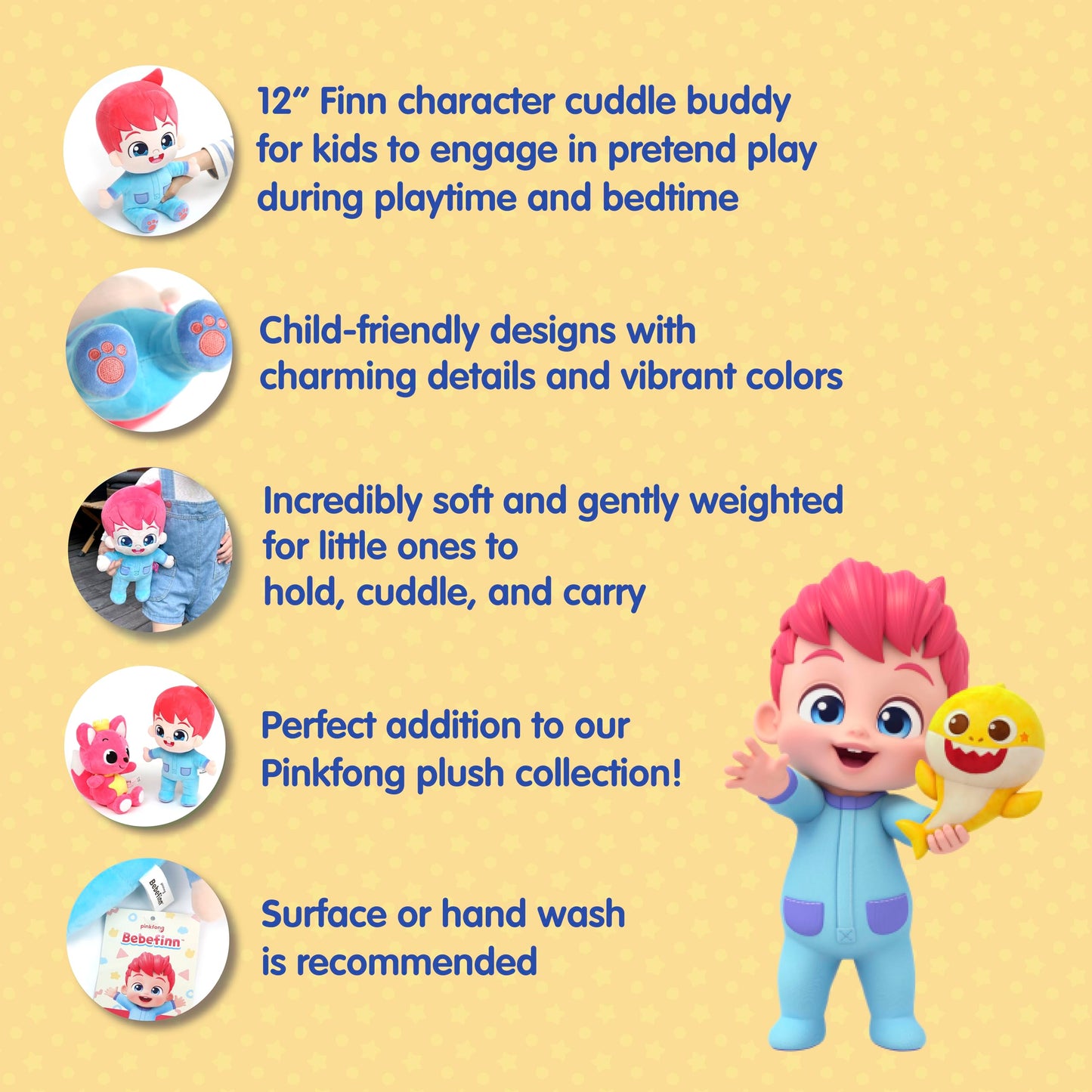 Pinkfong Bebefinn Plush Toy - Soft Cuddly Premium Plush Toy for Kids - Ages 1-5