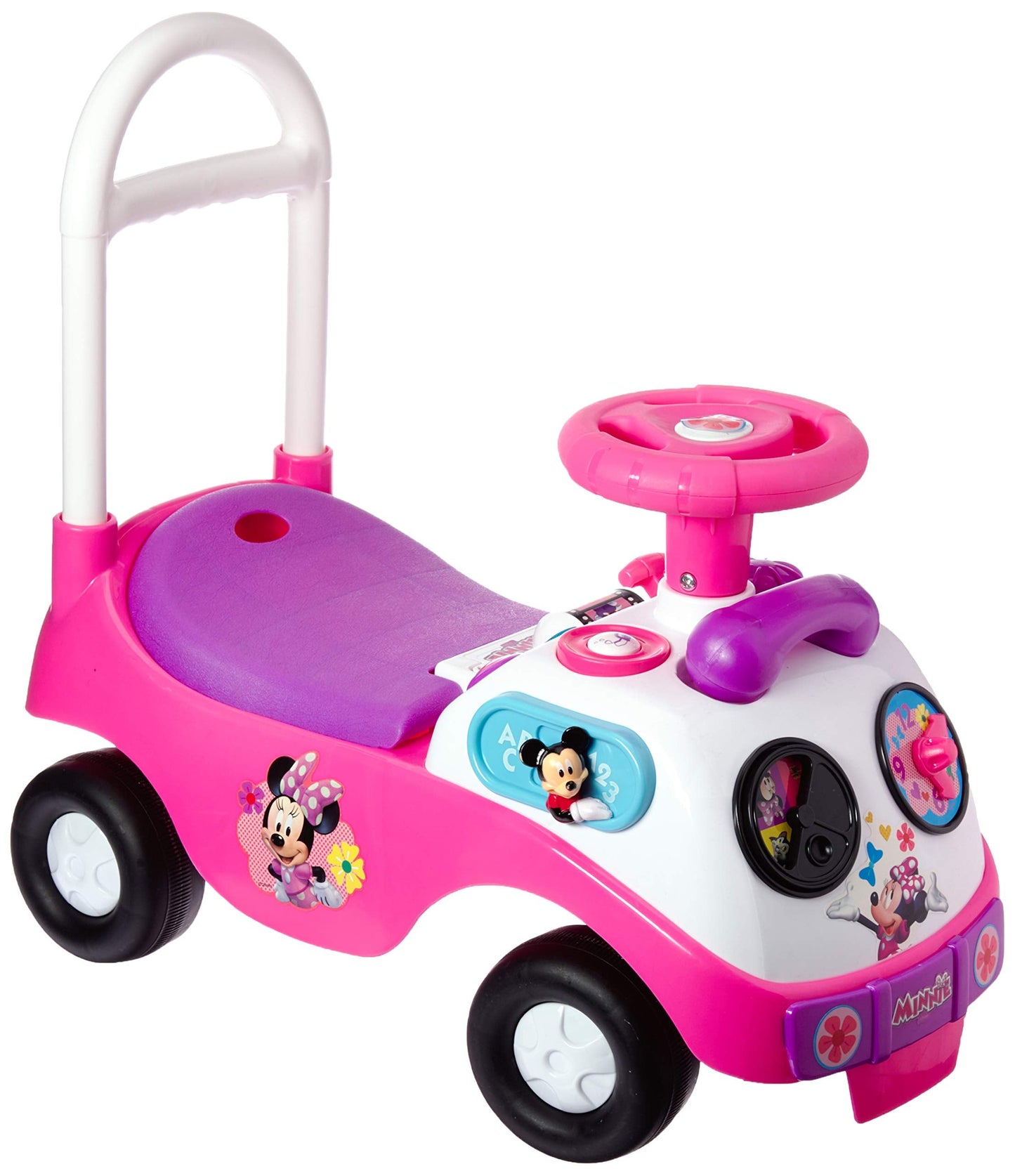 Kiddieland Minnie Mouse My First Activity Ride-On with Lights, Sounds, Steering Wheel, Toddler Push Car Ages 1–3, Educational Clock, Batteries Included