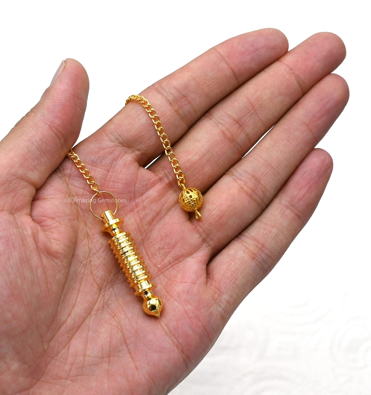 Amazing Gemstone Healing Metal Pendulums for Divination, Gold 10 Ring Double ISIS Steel Copper Pendulum High Energy Pendulo de Bronce Pendulos de Mesa MP35