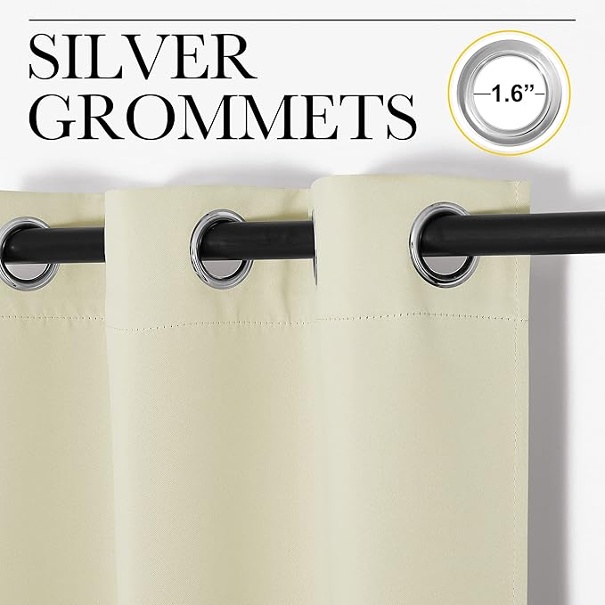 NICETOWN Beige Room Darkening Curtains 102" Long for Boho Farmhouse Home Decoration, 55" Wide, Set of 2, Window Treatment Total Privacy Drape Panels for Bedroom Guest Room