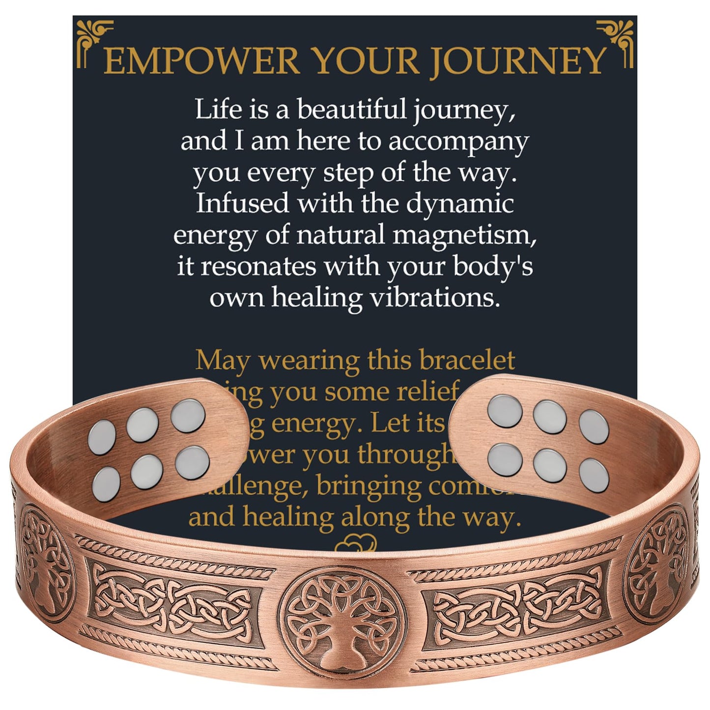 Jecanori Copper Bracelet for Men, 18X Strength Mens Magnetic Bracelets with 3,800 Gauss Magnets, 99.99% Pure Solid Copper Jewelry Gift