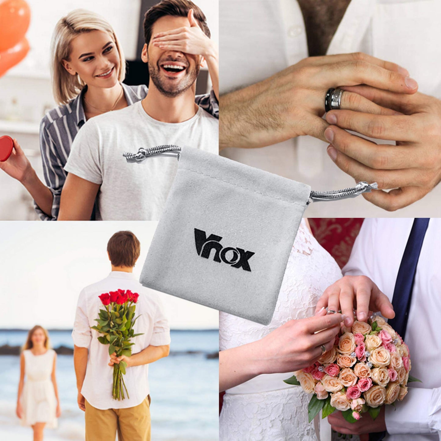 VNOX Mens 8mm Brushed Matte Tungsten Carbide Classical Simple Plain Personalized Custom Name Date Wedding Band Wedding Engagement Ring,Black,Size 7