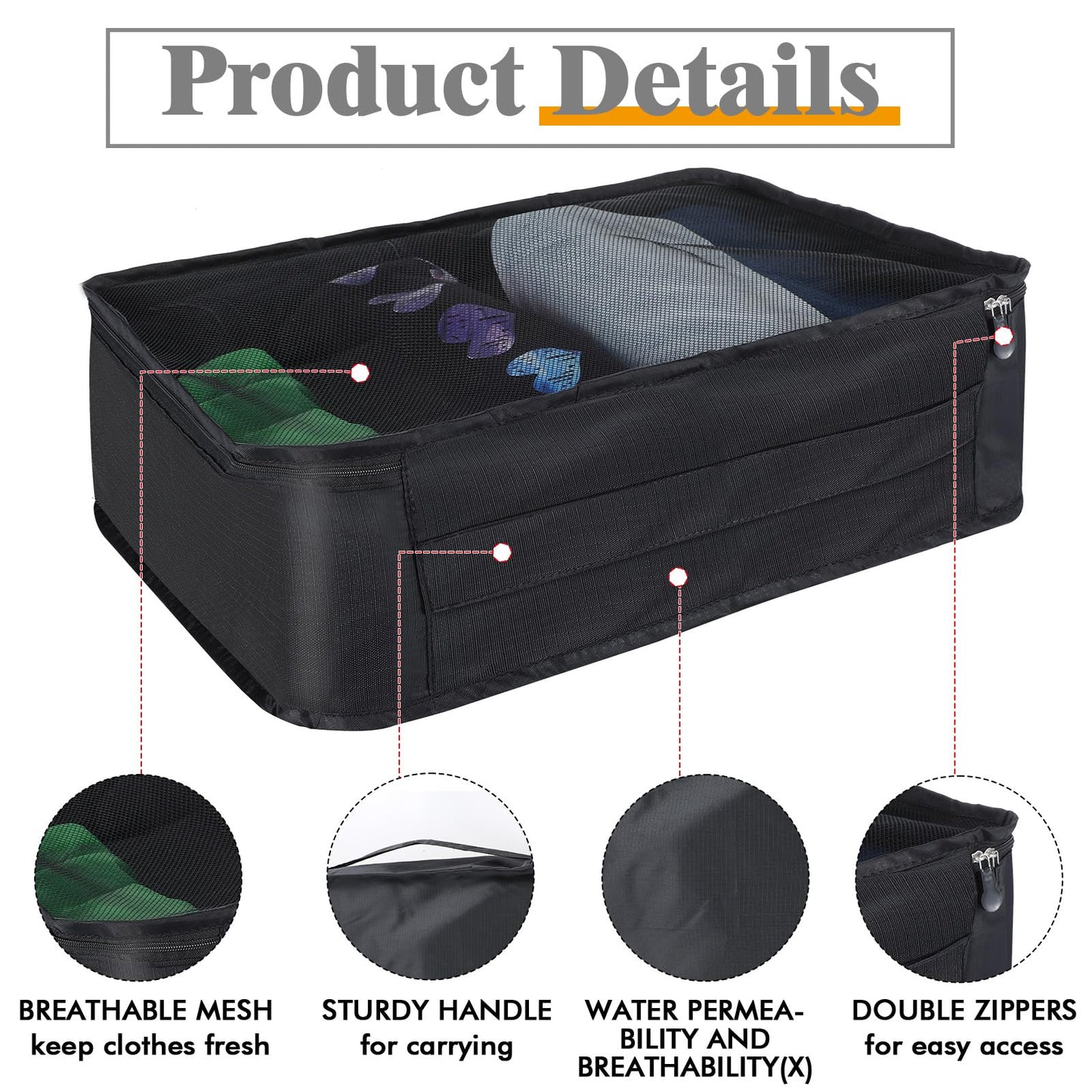 12 Pcs Packing Cubes for Suitcase Travel Luggage Bags Bulk Mesh Organizer Set for Hiking Camping Backpacking Clothes Accessories