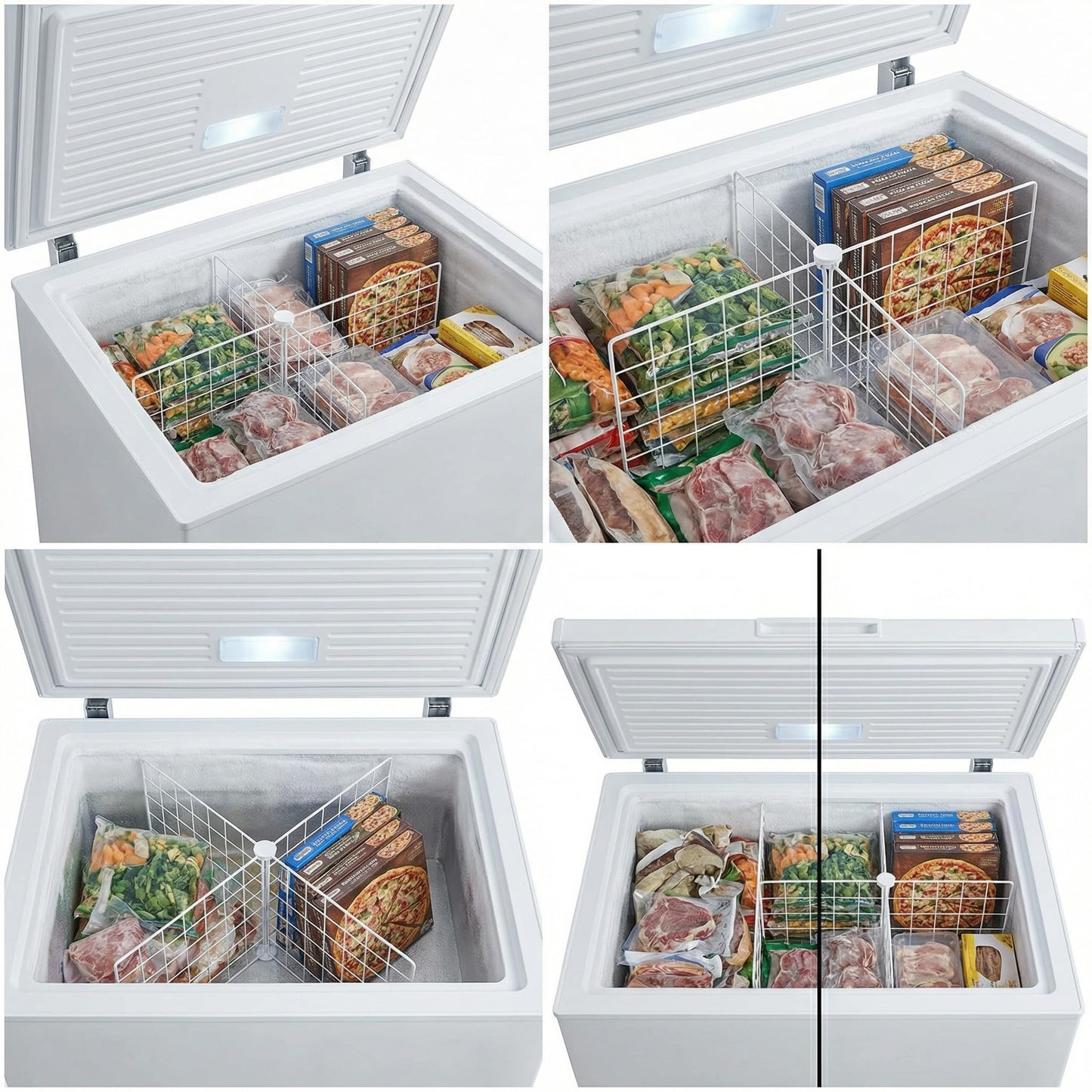BESTYASH Freezer Organizer Divider Adjustable Chest Freezer Organizer with Breathable Layered Mesh for Refrigerator and Freezer Food and Beverage Storage 15.9X15.9X12.6 Inches