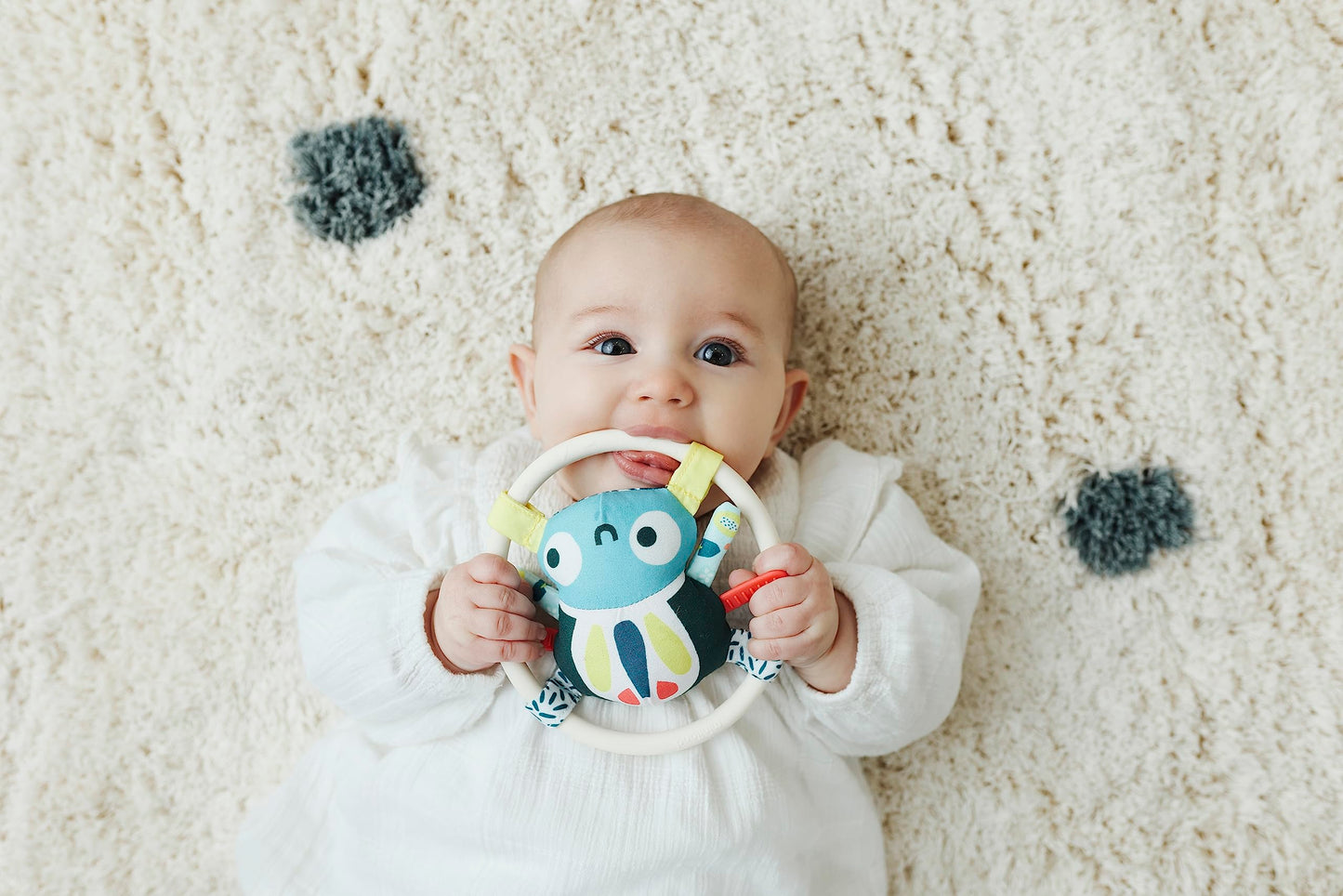 Miniland Feel to Learn Spider Teether Rattle for Infant and Toddlers from 0 to 6 Months