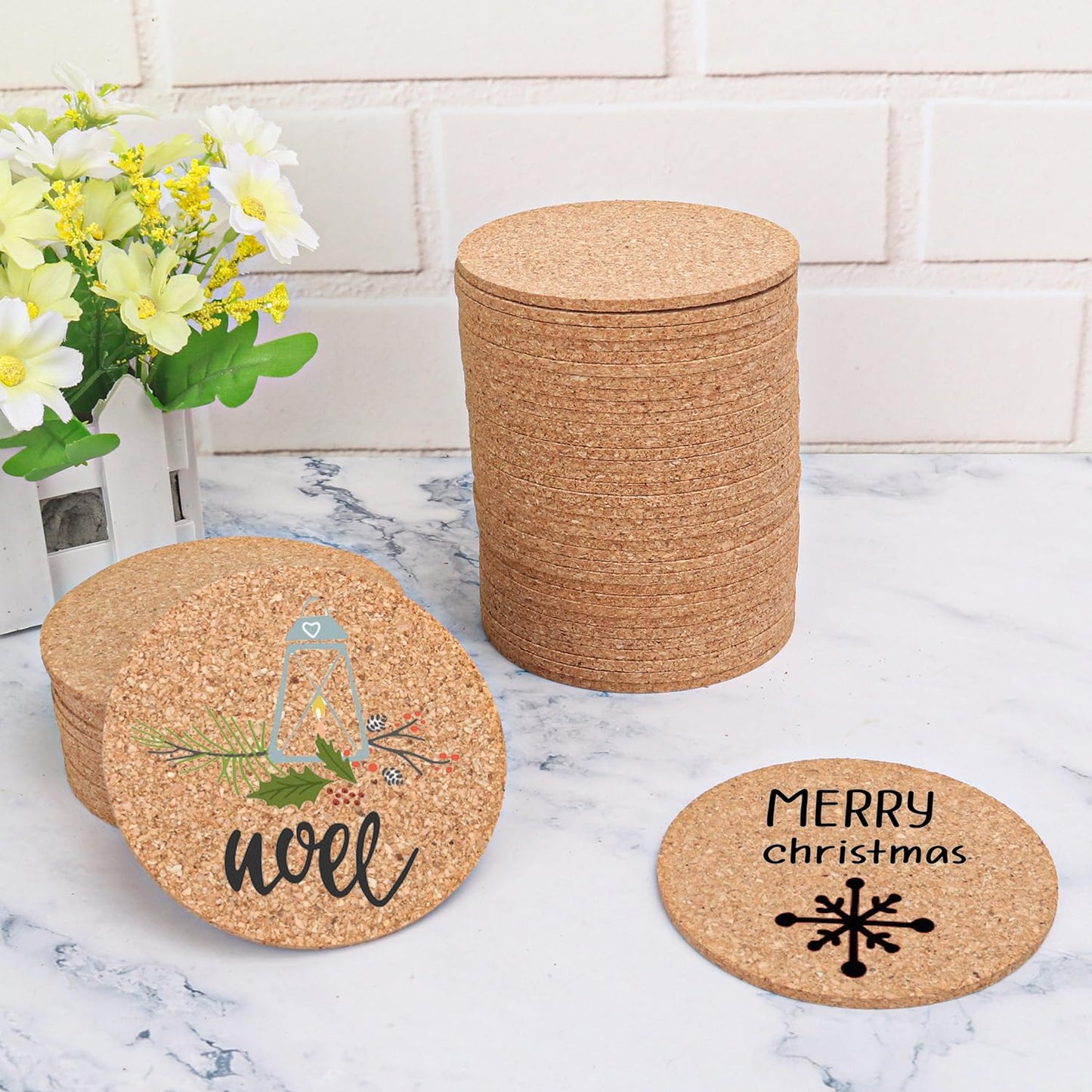Geytetqi 180 Pack 3.5 Inch Round Cork Coasters, Cork Drink Coasters for Drinks, Suitable for Tabletop, Decor, Resistant, DIY Project