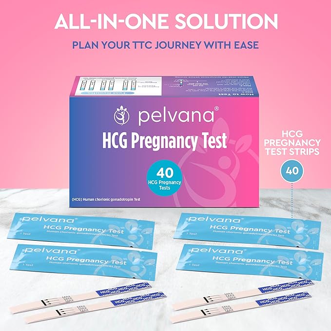 Pelvana Pregnancy Test Strip Value Pack 40 HCG Pregnancy Test Strips for Early Detection up to 6 Days Sooner - Easy to Understand for at Home Use - Ideal for Women Trying to Get Pregnant Naturally