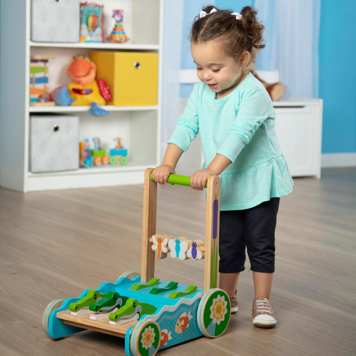 Melissa & Doug First Play Chomp and Clack Alligator Wooden Push Toy and Activity Walker