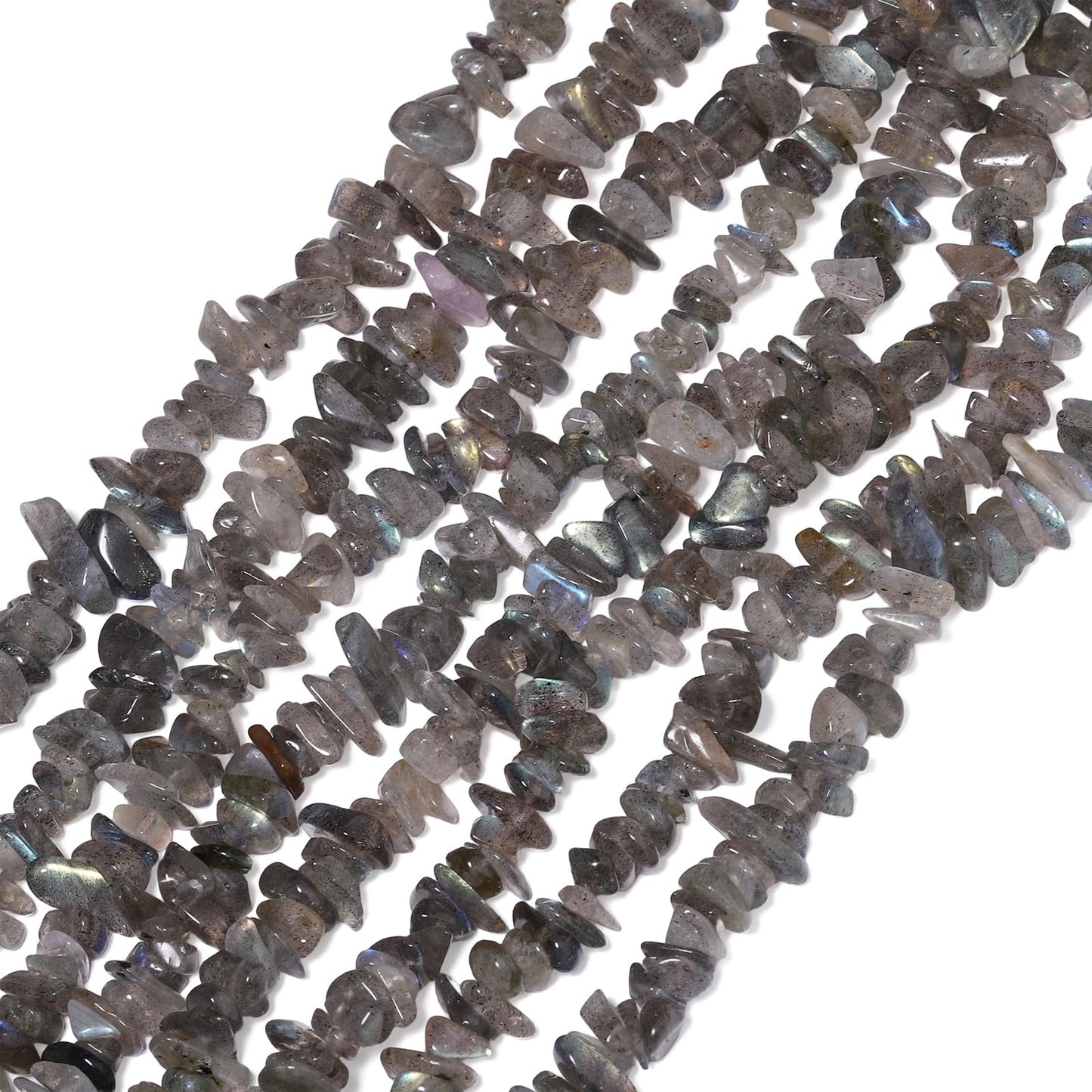 30in Labradorite Natural Chip Stone Beads 5-8mm About 230pcs, Irregular Drilled Gray Bead for Bracelets Jewelry Making Supplies for Adults, DIY Crafts.