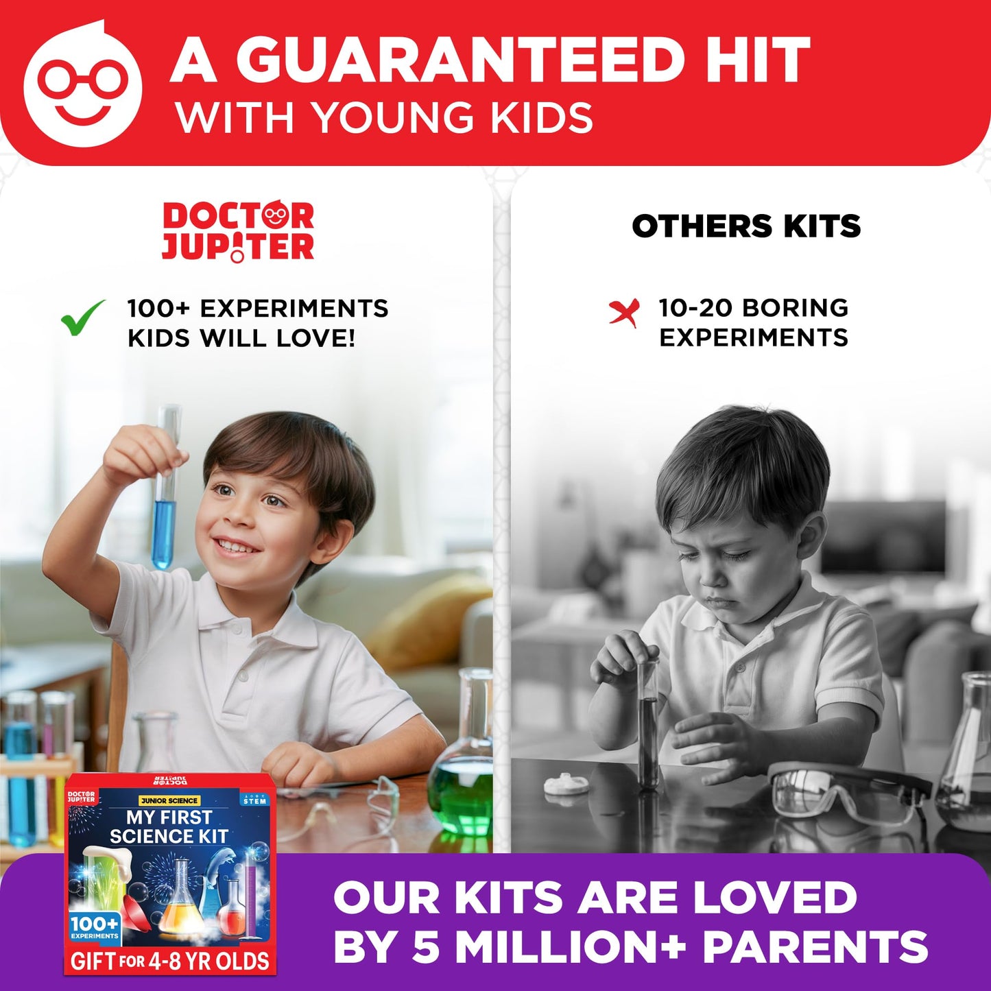 Doctor Jupiter My First Science Kit for Kids Ages 4-5-6-7-8 | Easter, Birthday Gift Ideas for 4+ Year Old Boys & Girls | Toy Stem Kit with 100+ Experiments | Learning & Educational Projects