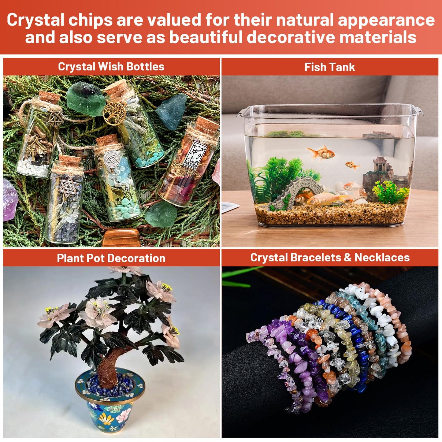 1.1lb Natural Red Jasper Crystal Chips-Red Jasper Healing Crystals Chips, Crushed Crystal Gemstones for Crafts, Beautiful Package for Gift