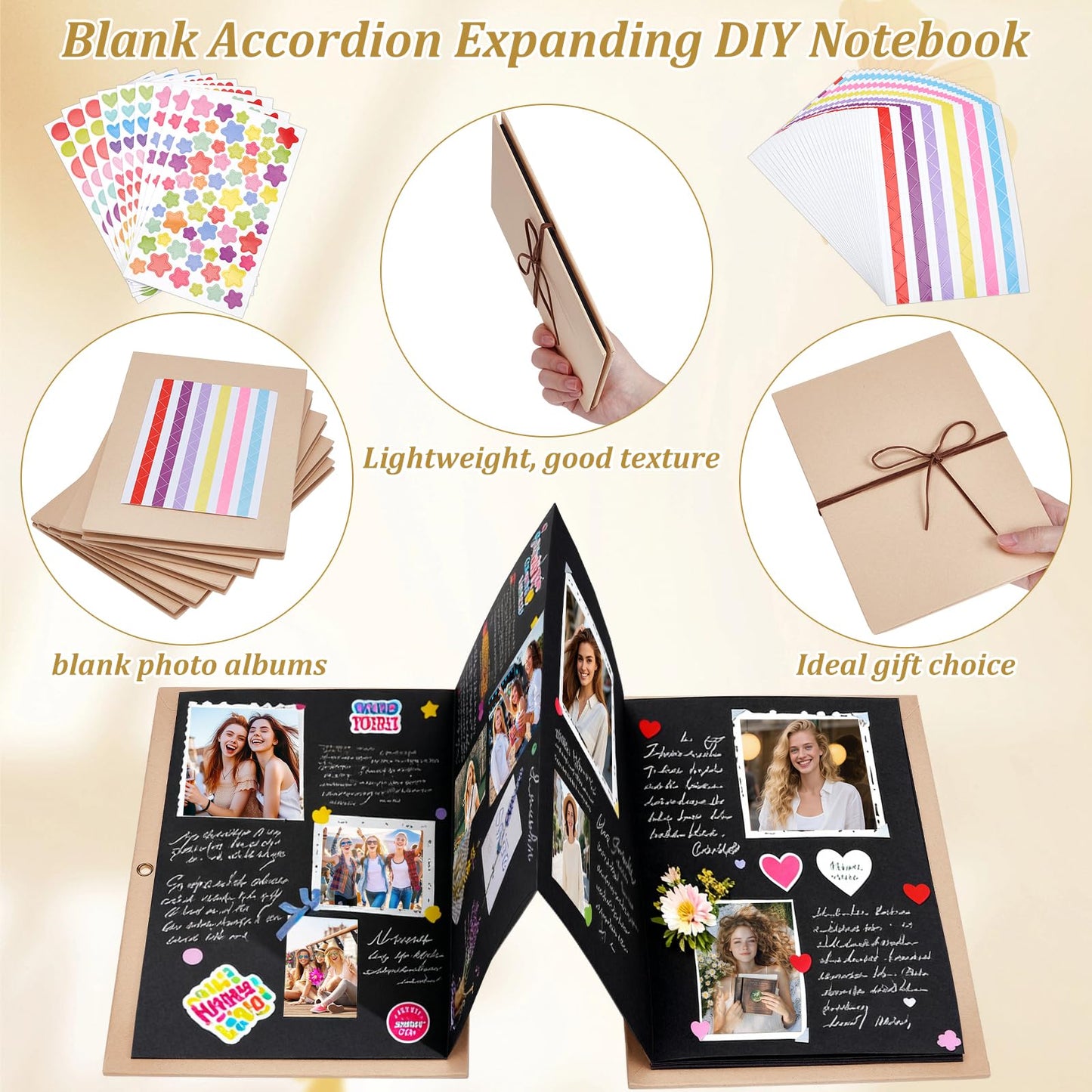 INTERWARM 10 Pcs Scrapbook Album 8x6Inch Small Paper Memory Book with DIY Accessories Kit, Folding Photo Collection for Anniversary, Graduation, Wedding, Valentine's Day(Colorful)