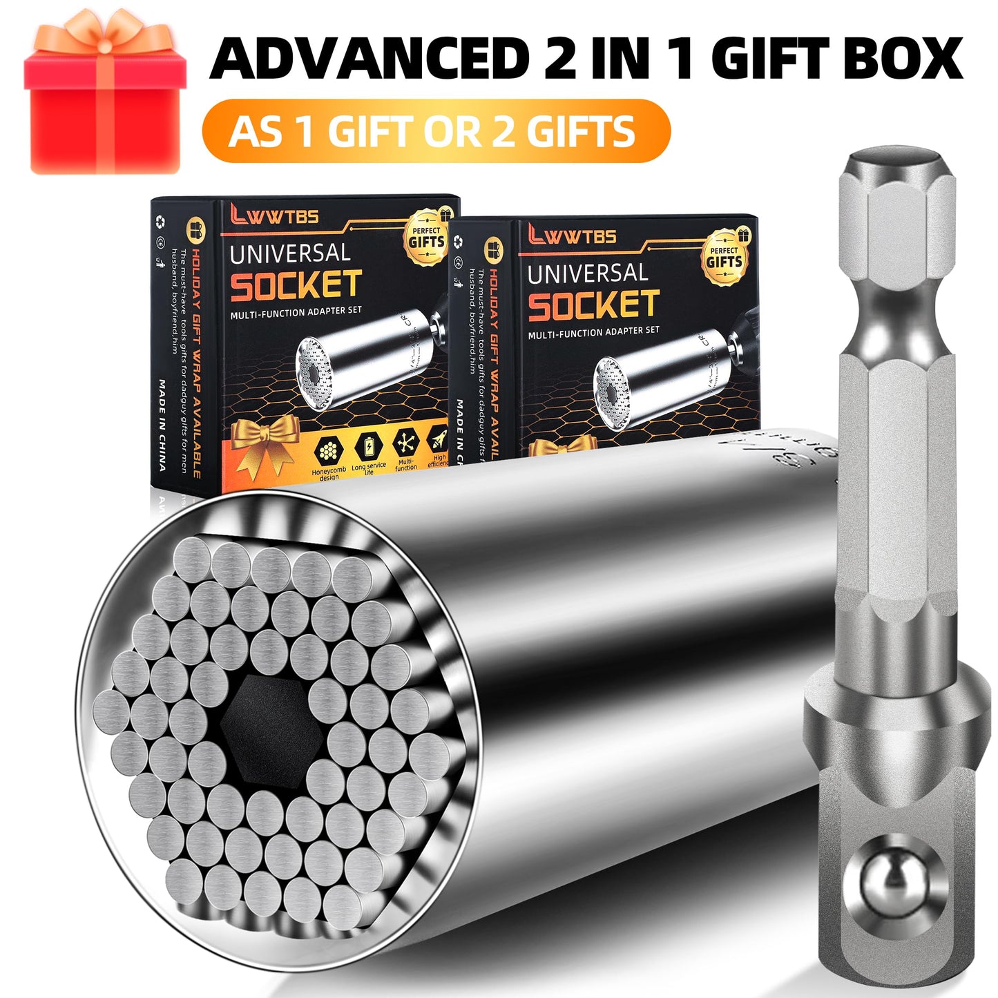 Fathers Day Dad Gifts from Daughter Son Wife Super Universal Socket Tools Gifts for Mens Grip Socket Set With Power Drill Adapter (7-9MM) Cool Tools Gadgets for Dad(2)