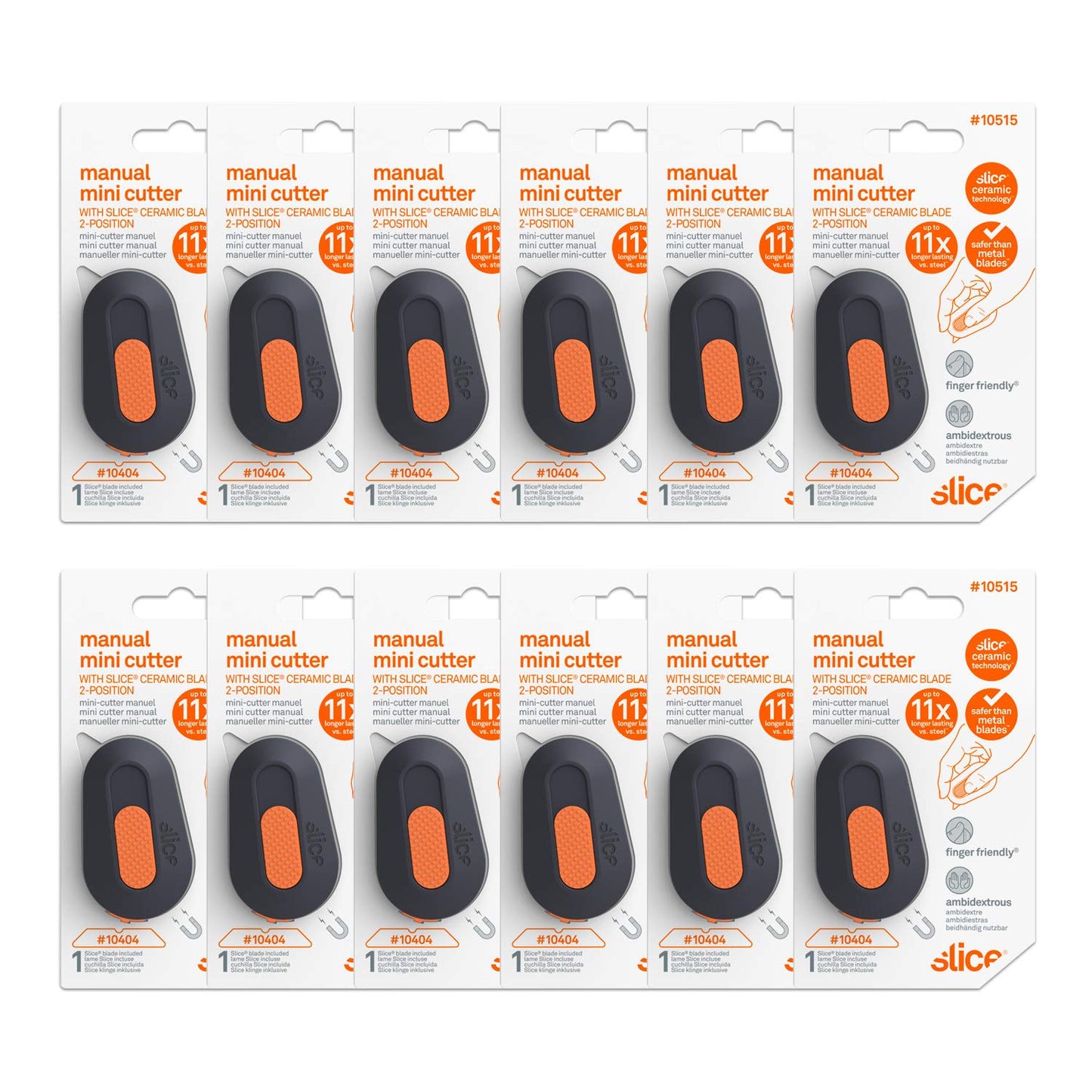 Slice Mini Box Cutter | Manual Retracting | Safe Ceramic Box Cutter Lasting 11x Longer than Metal | Keychain Box Opener | 12 Pack