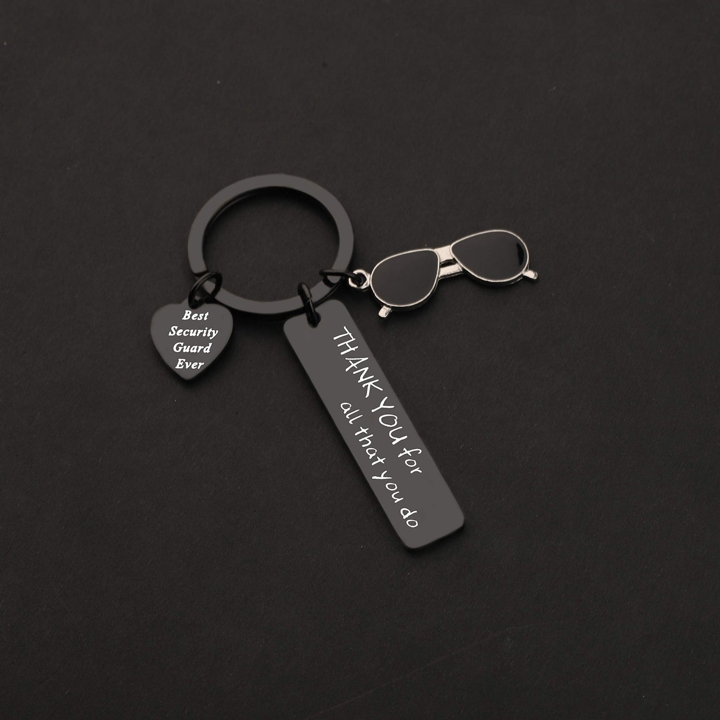 TIIMG Security Guard Gift Keychain - Thank You For All That You Do (Black)