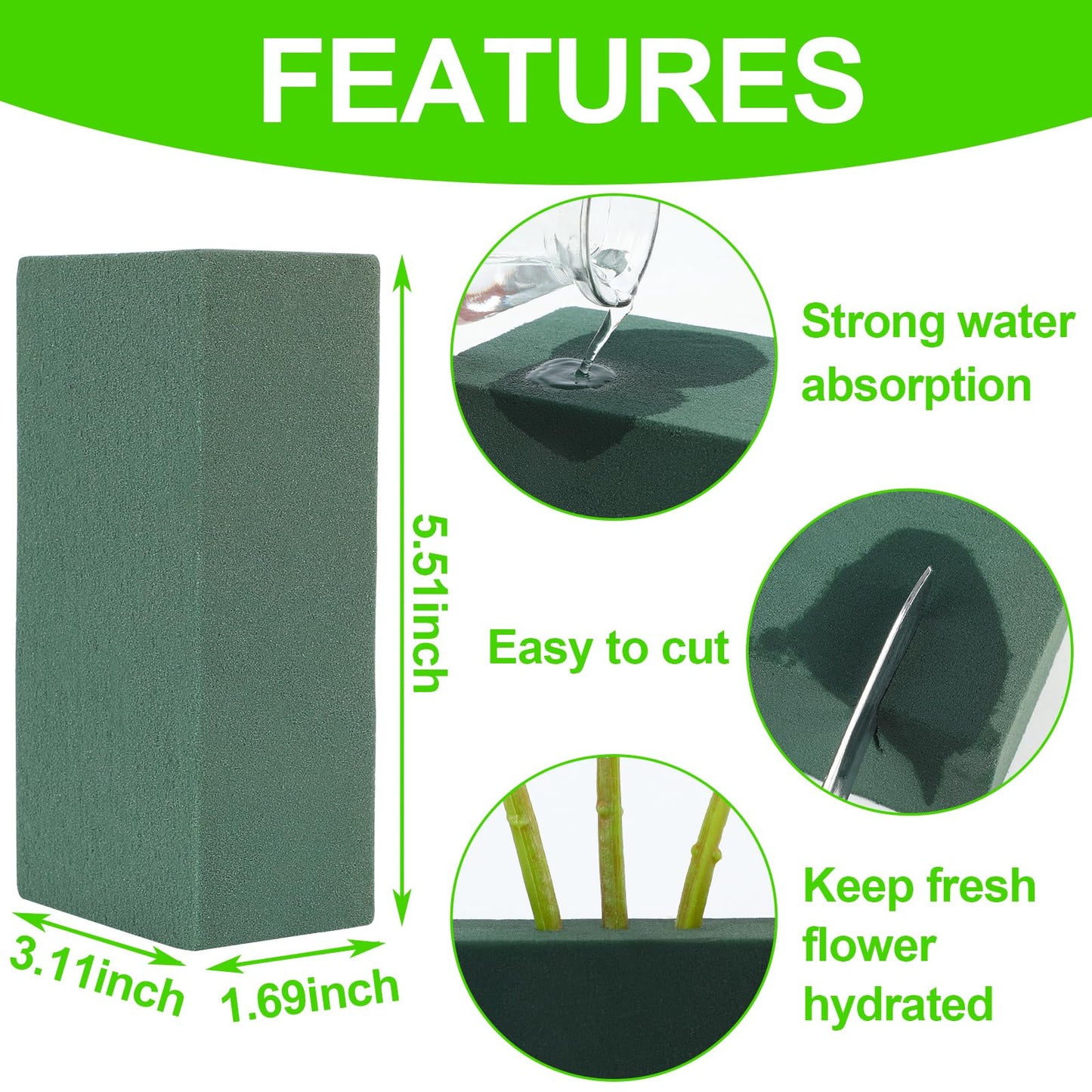 CCINEE 8 Pcs Floral Foam Bricks,Mini Florist Flower Foam Green Blocks Supplies for Fresh and Artificial Flower Arrangements Crafts DIY