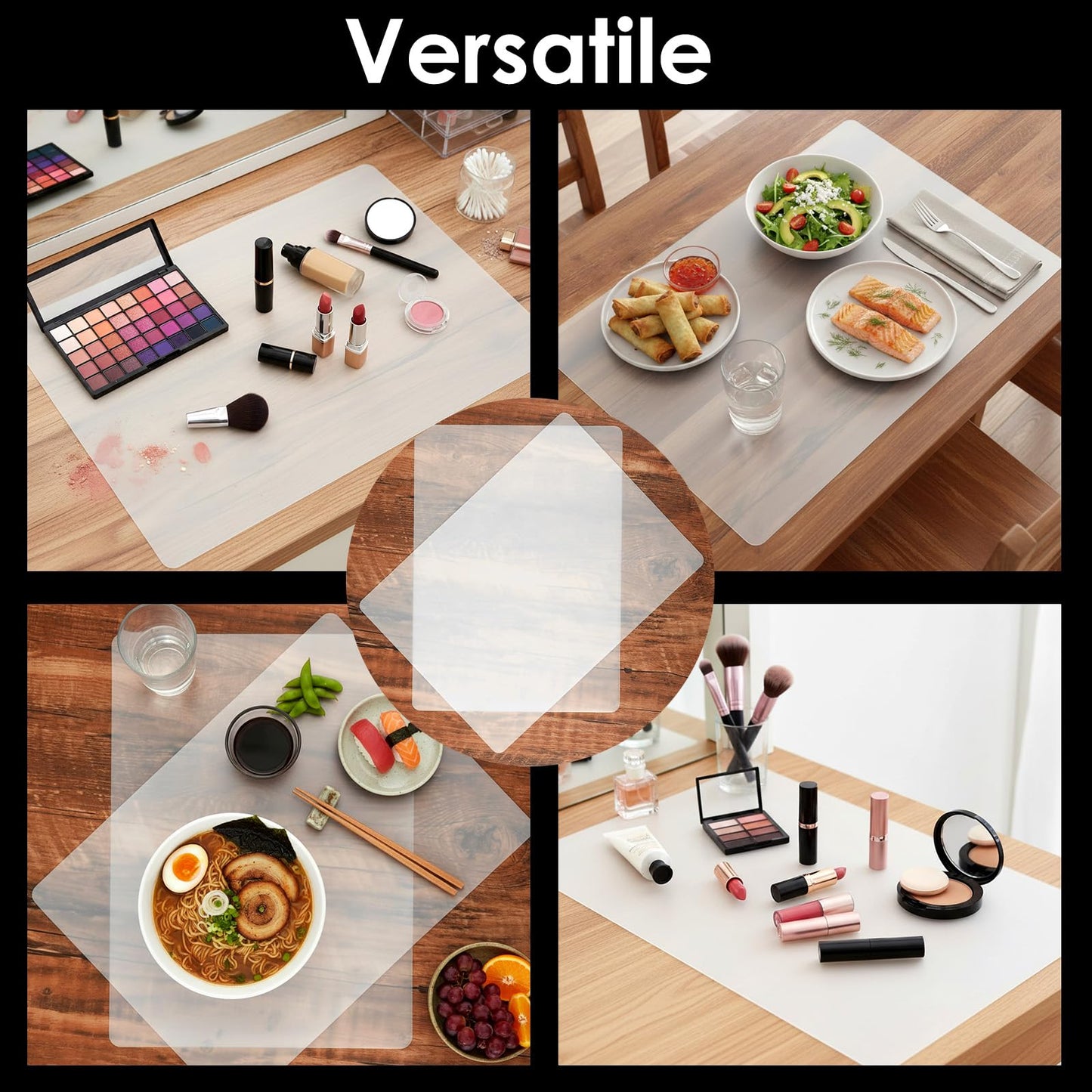 2 PCS Clear Silicone Mat for Kitchen Counter, 14.2”x 10.2” Thick Silicone Counter Mat Nonskid Heat Resistant Countertop Protector Liner Non Stick Pastry Baking Placemats, Easy to Clean (Translucent)