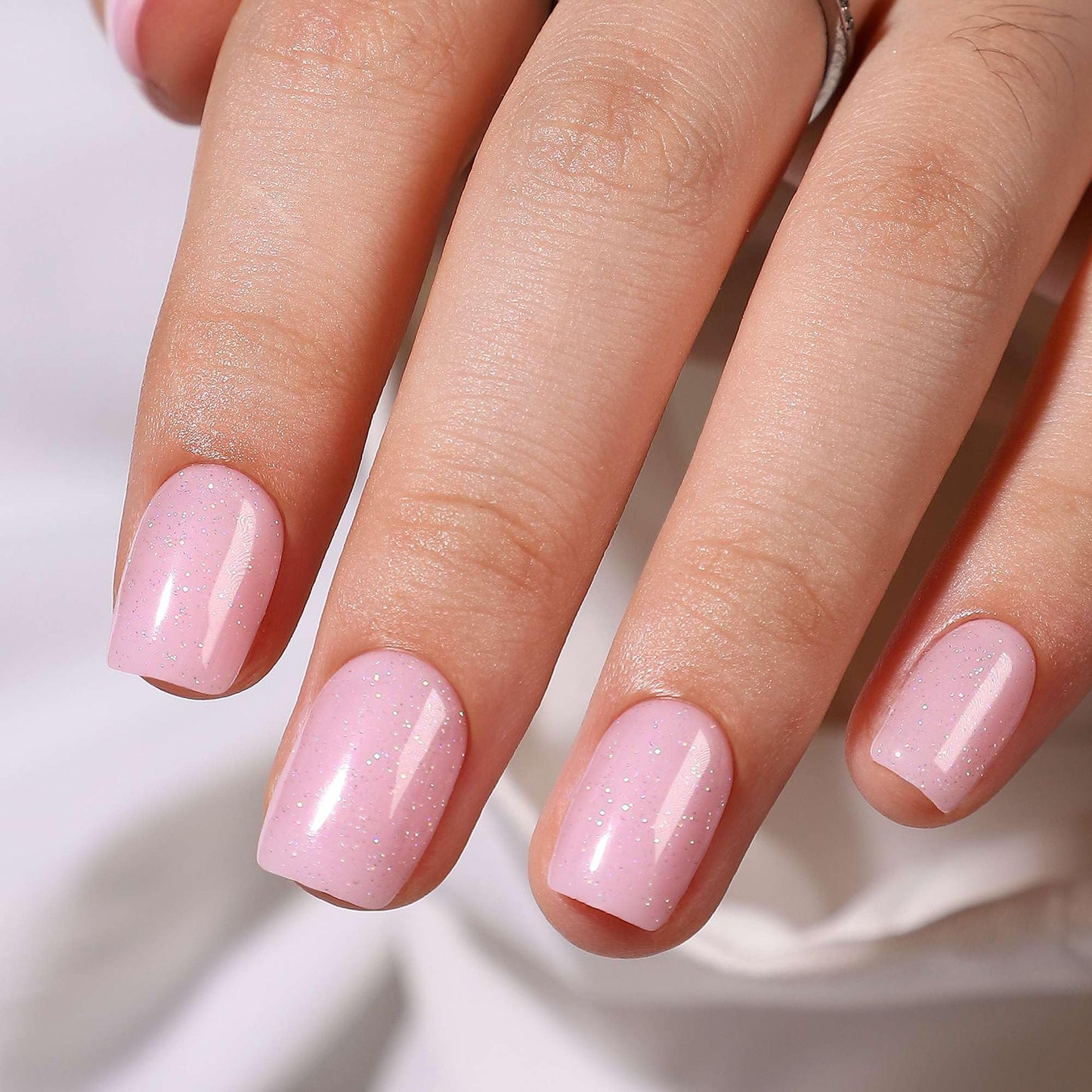 RTKHFZE Press On Nails Short - Pink Press on Nails Short Square Soft Gel Fake Nail with Nail Glue,Supremely Fit & Natural Reusable Stick On Nails in 16 Sizes - 32 Pcs False Nails Kit