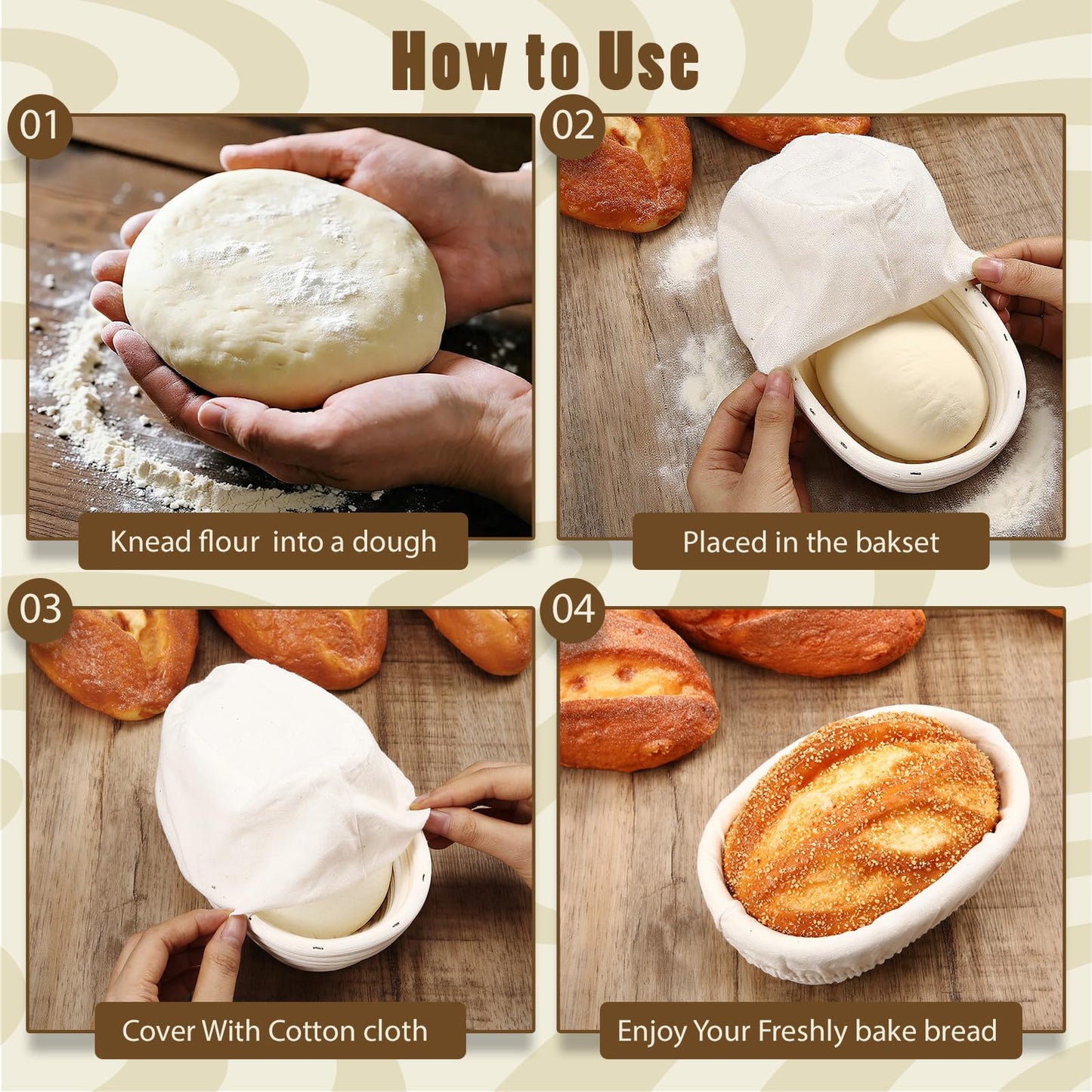 Fanfanwin 2 Pack Mini Bread Proofing Baskets with Liners Banneton Baskets Dough Proofing Bowls for Home Sourdough Bread Baking Supplies(Oval)