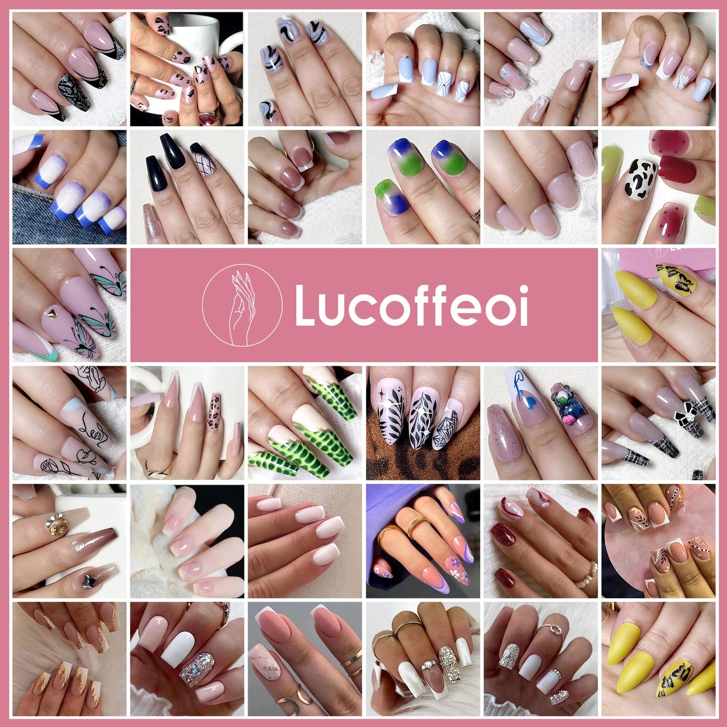 Short Press On Nails,Lucoffeoi 24pcs Acrylic Nails Short Square Nails,Short Square Press On Nails Small Fake Nails Acrylic Full Cover False Adhesive Tabs File Nails Tips for Women Girls Kids
