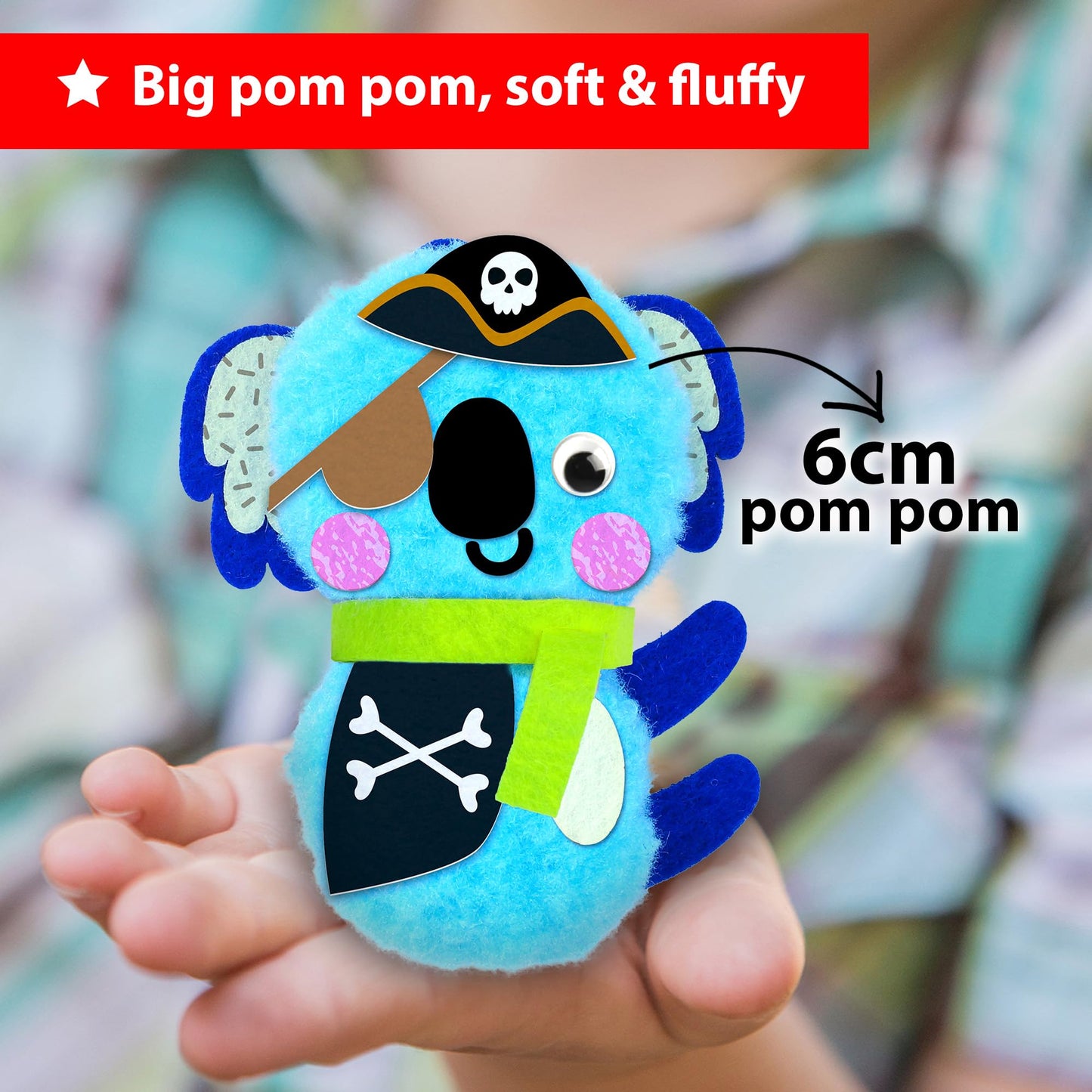 KRAFUN DIY Pom Pom Animal Craft Kit for Kids - Make 8 Pictures (Panda, Bear, Fox) - No Glue Mess-Free Sensory Art Activity - Creative Gift for Toddlers Boys & Girls Ages 3 4 5 6