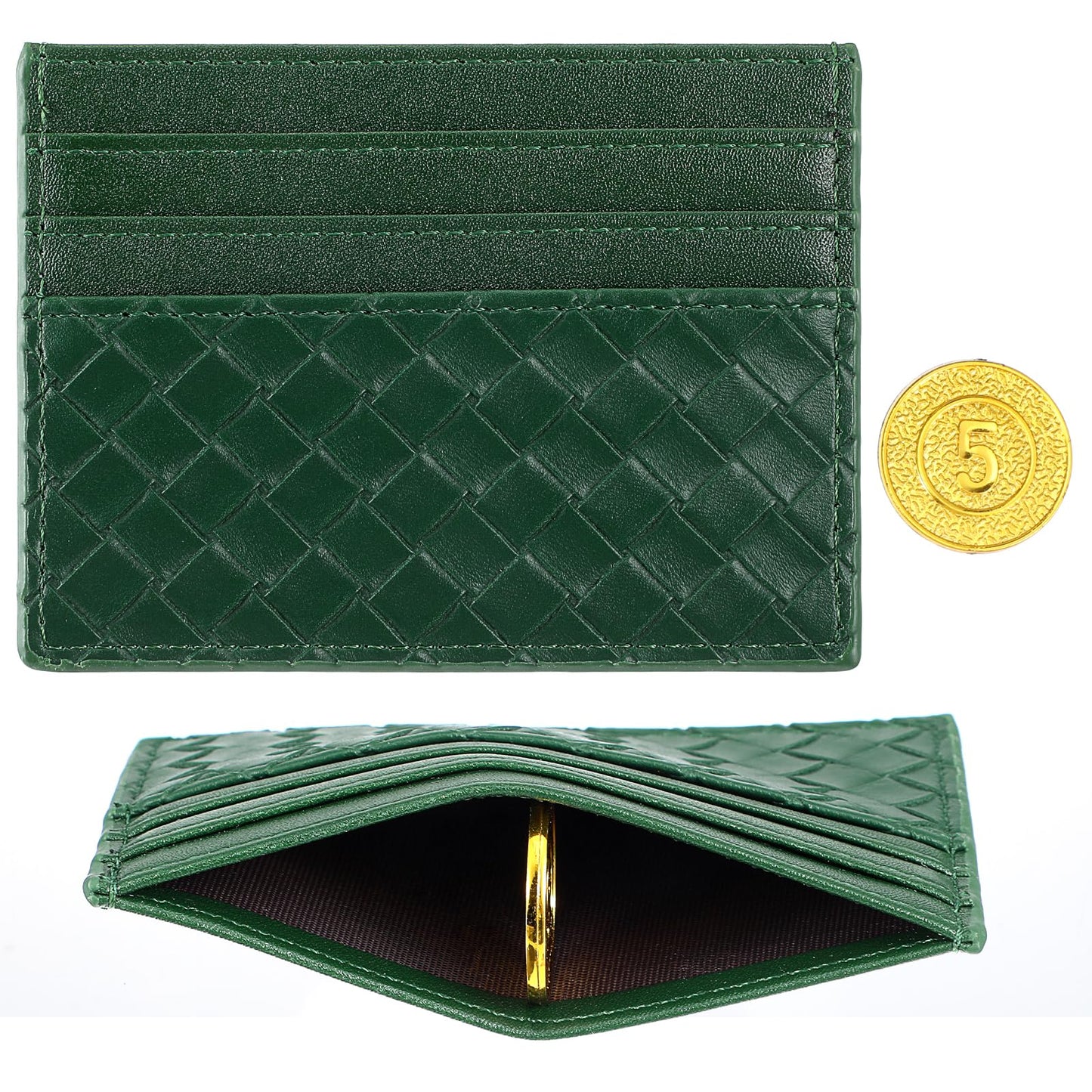 HJZHII Credit Card Holder Wallet, Slim Minimalist Wallet Blocking Leather Front Pocket Wallets 6 Card Slots Card Case for Men Women