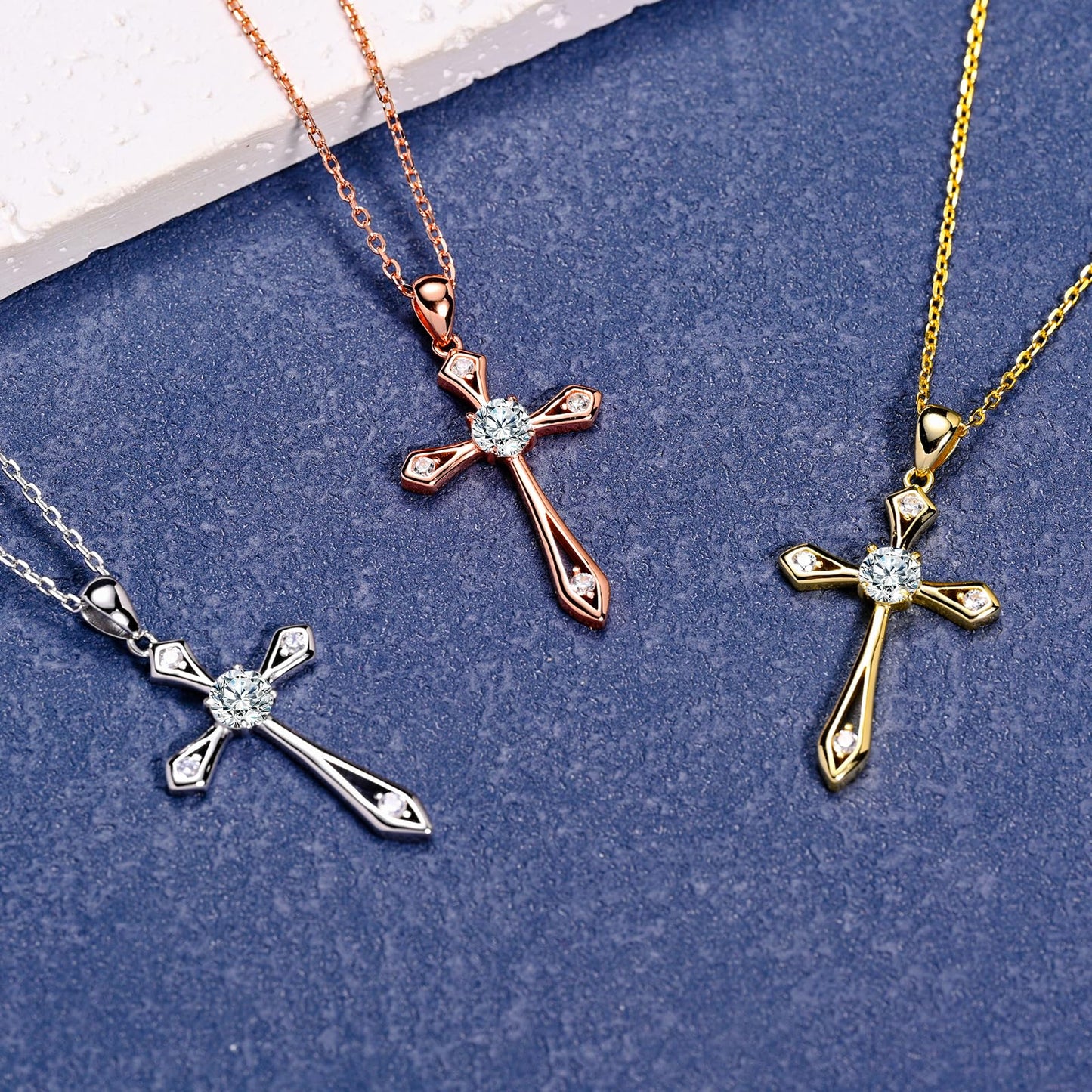 QUALISE Cross Necklace for Women,925 Sterling Silver Birthstone Necklace,Ruby-July Birthstone Cross Necklace,Faith Religious Fine Jewelry Valentines Day Gifts Birthday Holiday Gifts for Her
