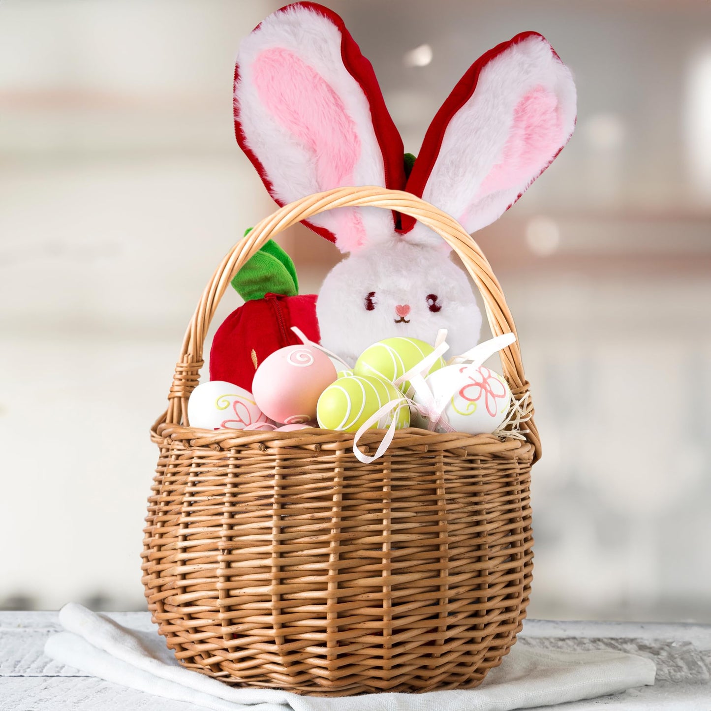 ArtCreativity Strawberry Bunny Plush Toy - Hidden Easter Bunny Stuffed Animal - Easter Basket Stuffers and Gifts for Kids - Doubles as Cute Easter Decor