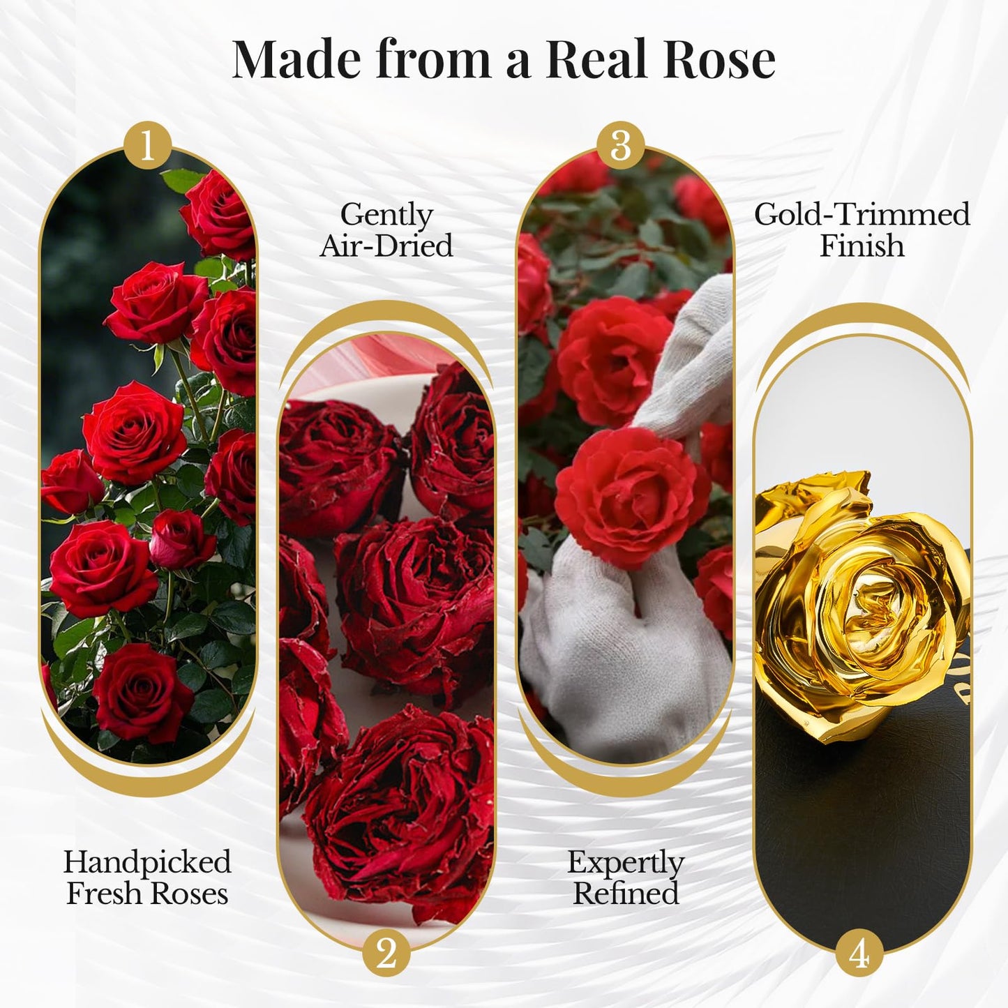 CIAPSK 24K Gold Dipped Rose Gift Set – Luxury Eternal Golden Rose with Interlocking Acrylic Butterfly Display Base & Premium Book-Style Gift Box – Romantic Anniversary & Birthday Gift for Her