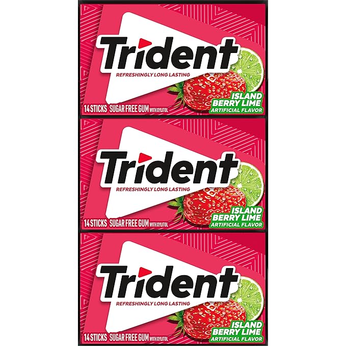 Trident Island Berry Lime Sugar-Free Chewing Gum, 12 Packs of 14 Pieces (168 Total Pieces)