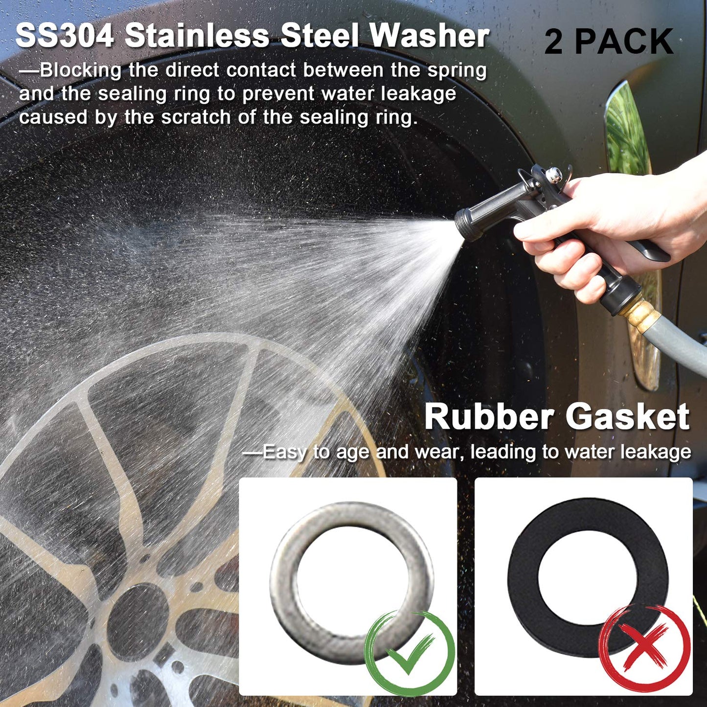 IRRIGLAD Hose Nozzle 2 Pack, Full Size Pistol Grip Water Nozzle Sprayer with Threaded Front, High Pressure Nozzle, Adjustable Spray Water Flow for Watering Plants, Showering Pet, Washing Car, Cleaning