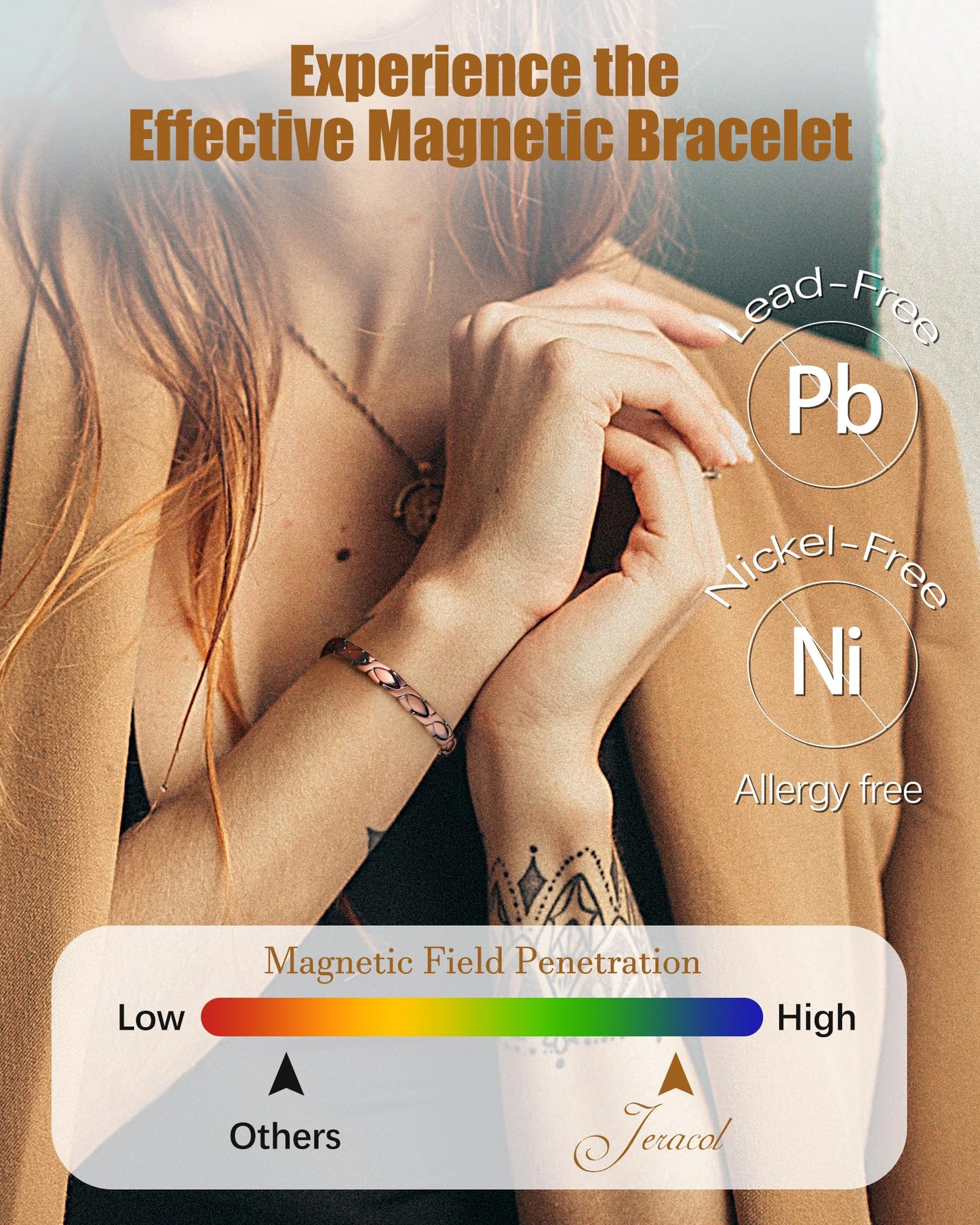 Jeracol Copper Bracelets for Women Lymph Detox Magnetic Bracelets, 100% Solid Pure Copper Bracelet with 3800 Gauss Magnets with Adjustable, Jewelry Gift