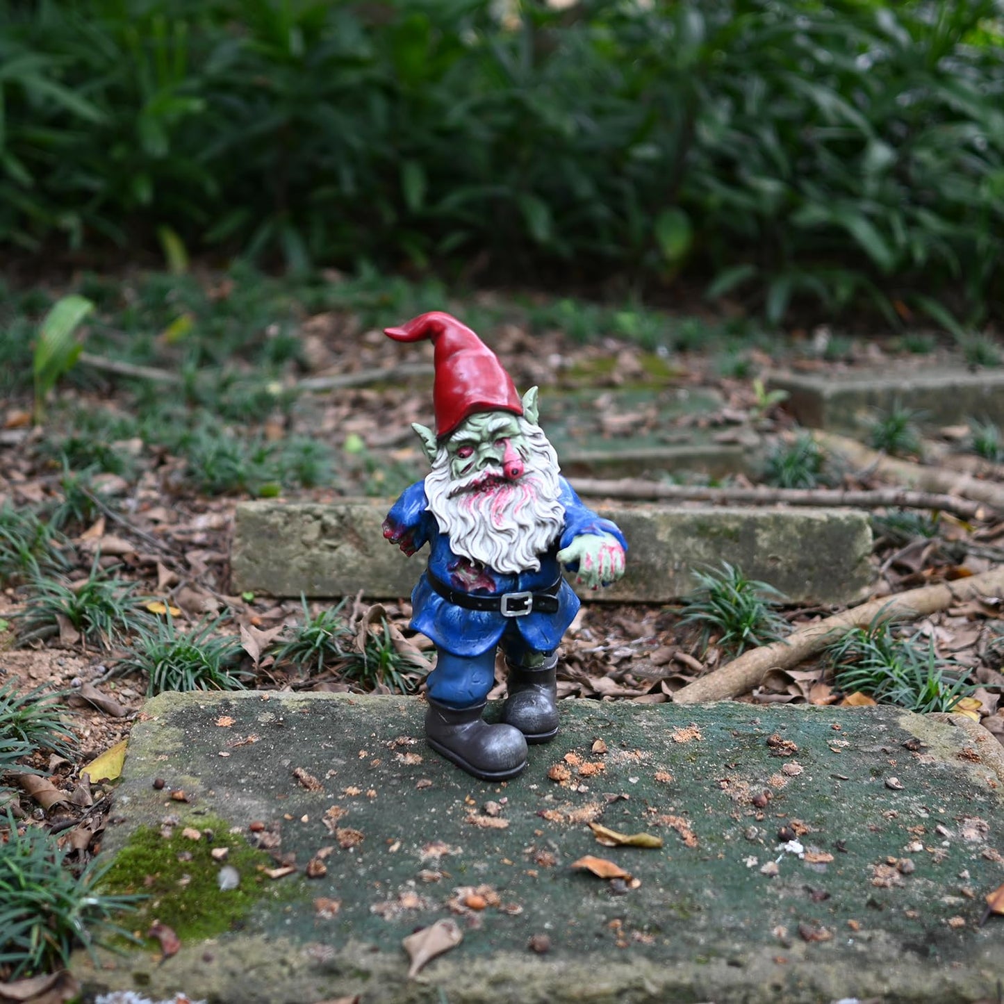 FICITI Zombie Gnome Evil Scary Walking Dead Gnome Gnombia Garden Statue, Halloween Decoration - 10 inches