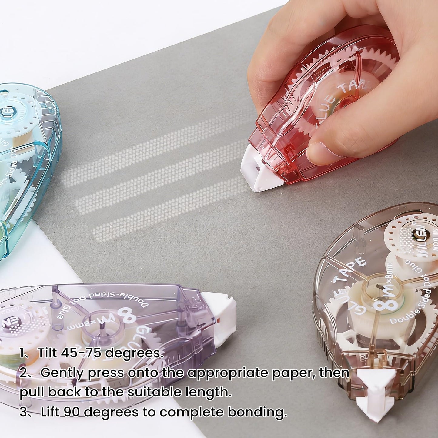 houlishu 8 Pcs Double Sided Tape Roller, Scrapbook Supplies, Double-Sided Adhesive Tape Runner for Wrapping, Paper Handicraft,Crafts Gift Wrap and Arts Projects