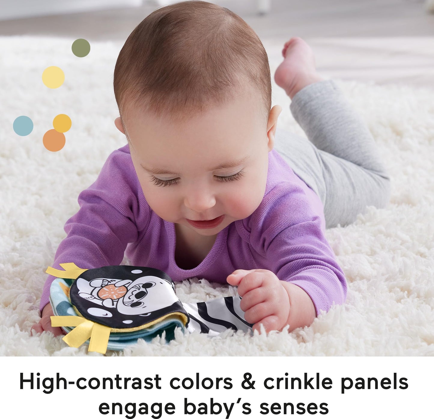 FISHER-PRICE BABY Toy 2-in-1 Rockin' Tummy Time Otter Plush Sensory Activity with Soft Book for Newborn Play Ages 0+ Months