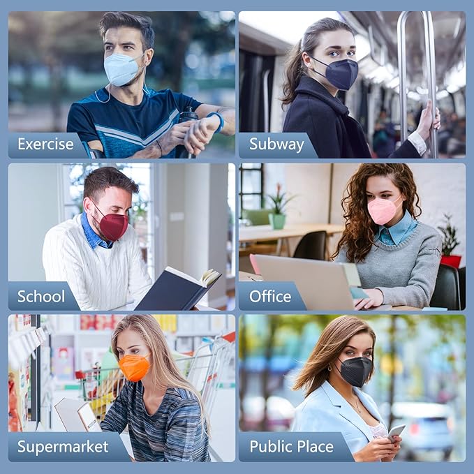 HALIDODO Face Mask 50 Pack Breathable 5-Layer Filter Efficiency≥95%