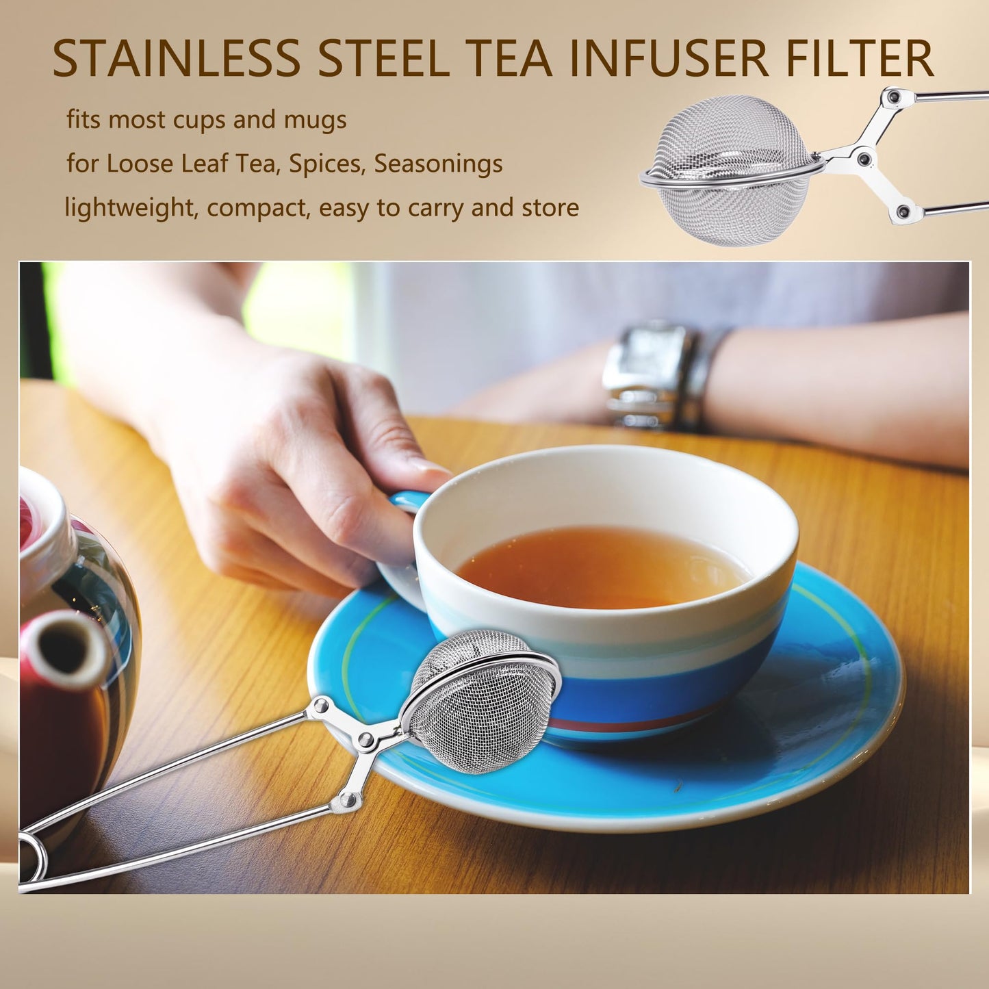 25 Pack Snap Tea Ball Infusers Stainless Steel Mesh Tea Ball Strainers with Handle Mesh Snap Tea Ball for Loose Leaf Tea Spices Herbs, 2 Colors (Color Style 1)