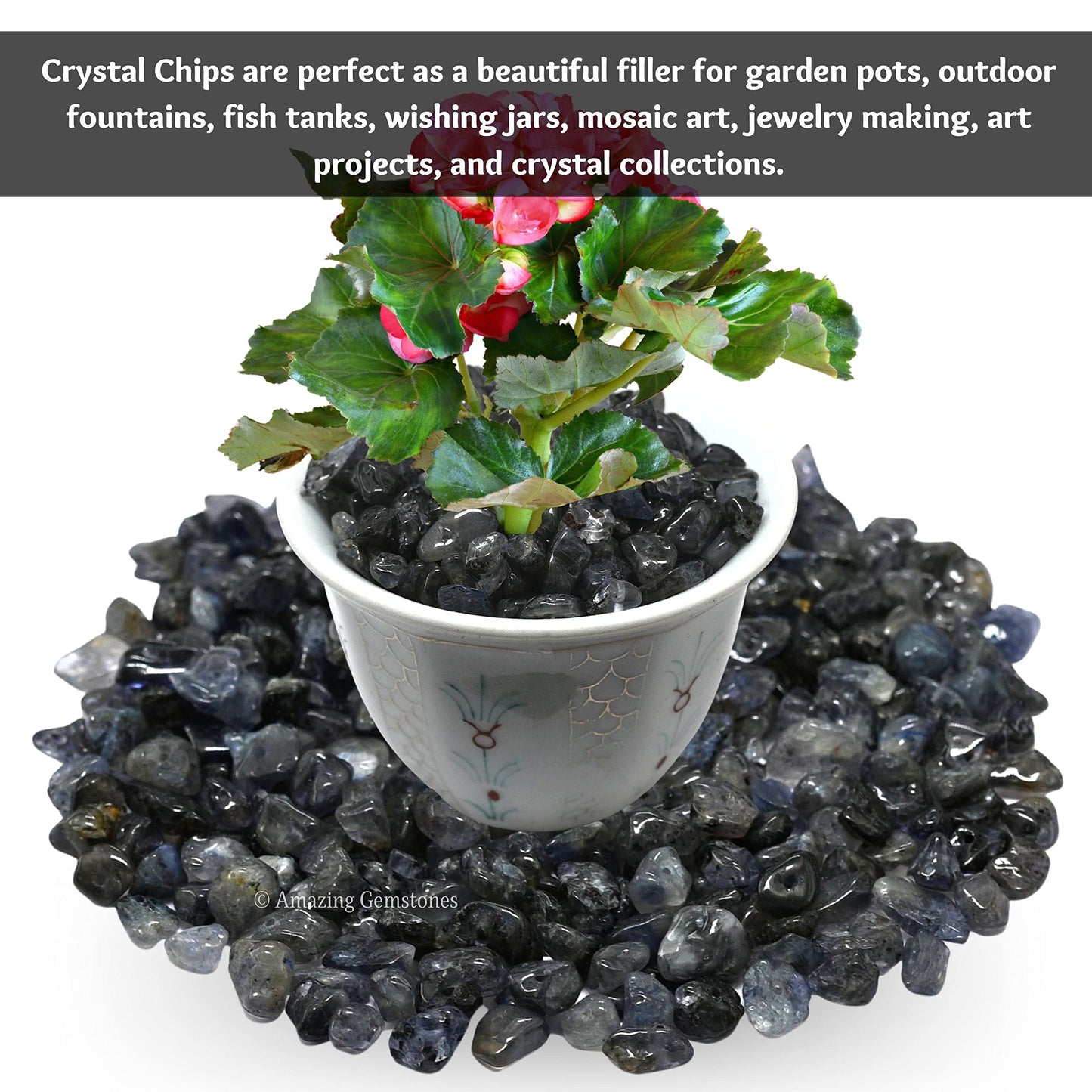 Iolite Pre Drilled Natural Crystals Crushed Chips Beads for Jewelry Making, DIY Handmade Healing Crystals (25 Inch Strand)