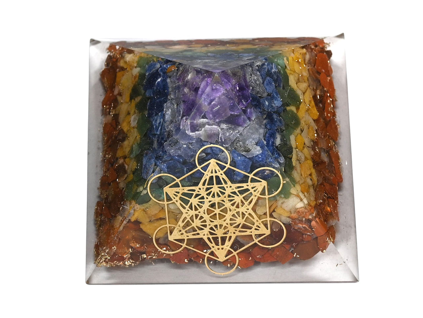 Amazing Gemstone Large Orgone Pyramid | Natural Chakra Pyramid Crystal | Metatron Orgonite Pyramid | Organ Pyramids Positive Energy Healing