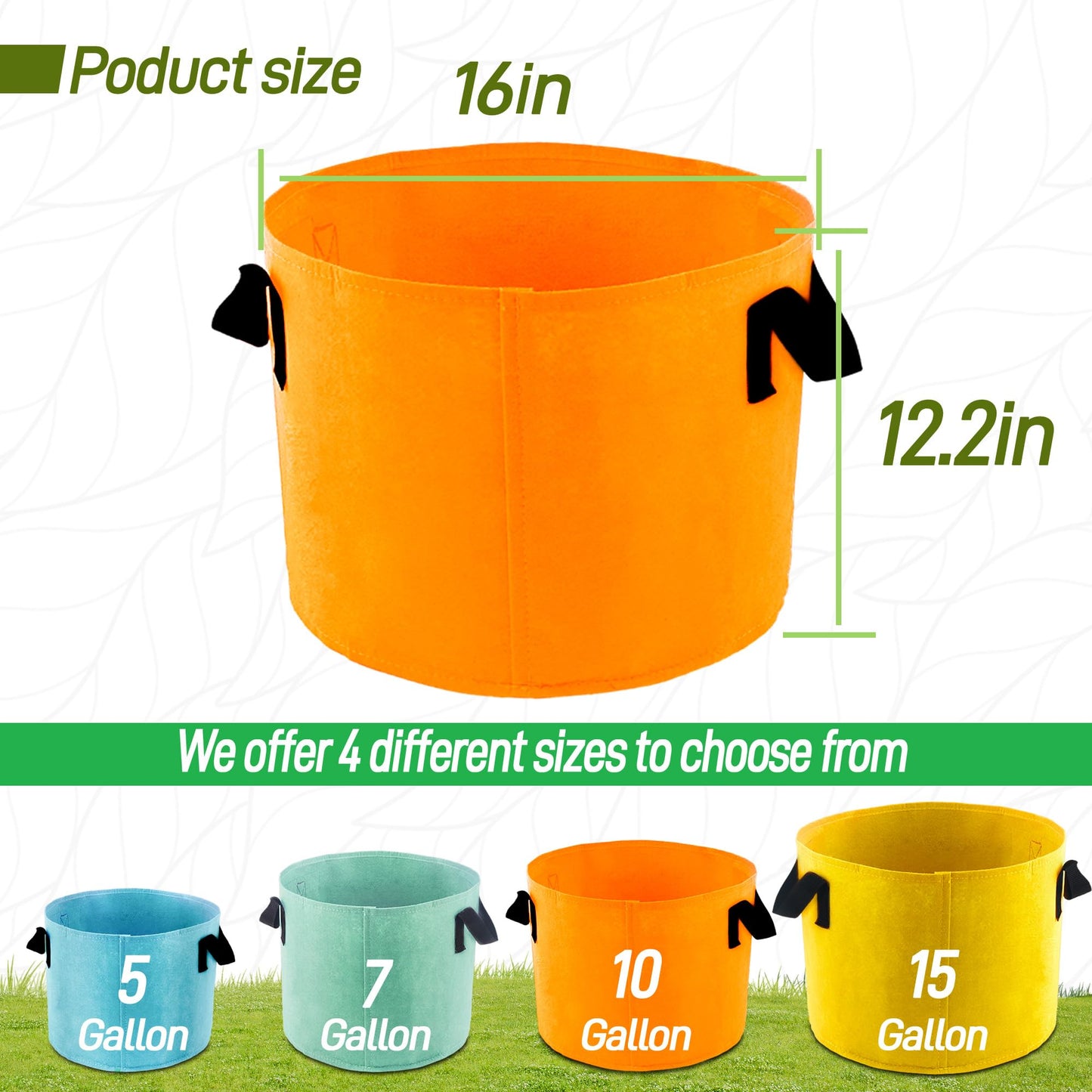 Biotolot 10-Gallon Fabric Grow Bags (7 Pack of Mix Colors) with Handles for Potato Tomato Flower and Vegetables