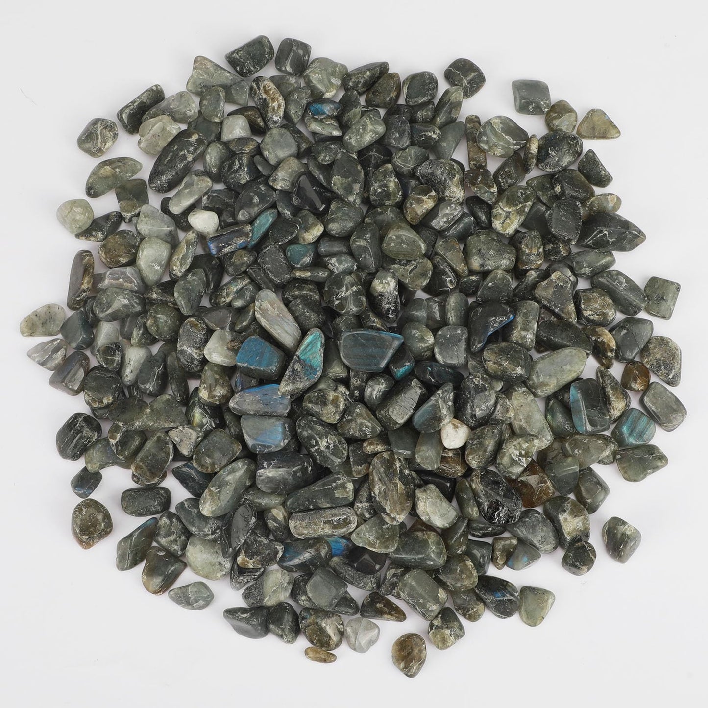 gemshan 2lb/910g Labradorite Stone Chips Crushed Irregular Rock for Fish Tank Aquarium Gravel Flowerpot Decoration