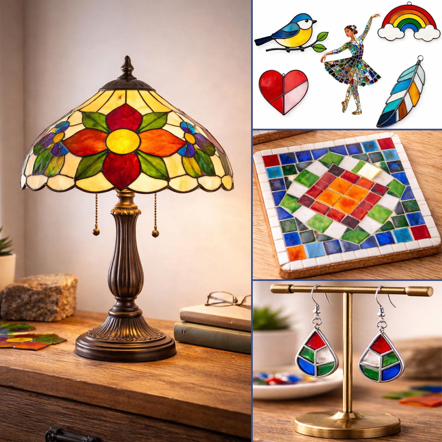 17" x 12"Stained Glass Cutting Mat, Double-Layer Non-Slip Glass Cutting Mat for Mosaic & Craft Work Surface